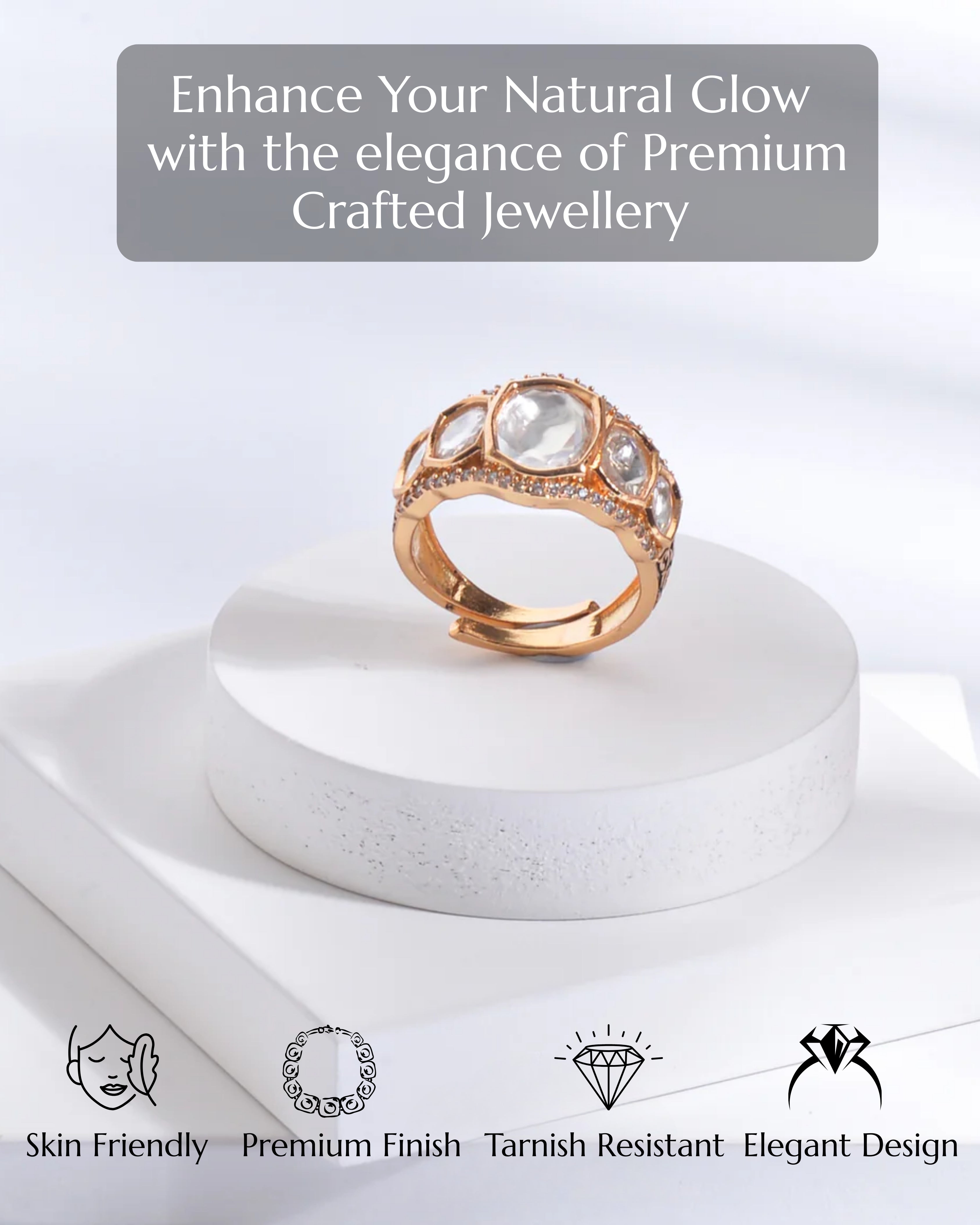 Anokhi Tripe Kundan Ring