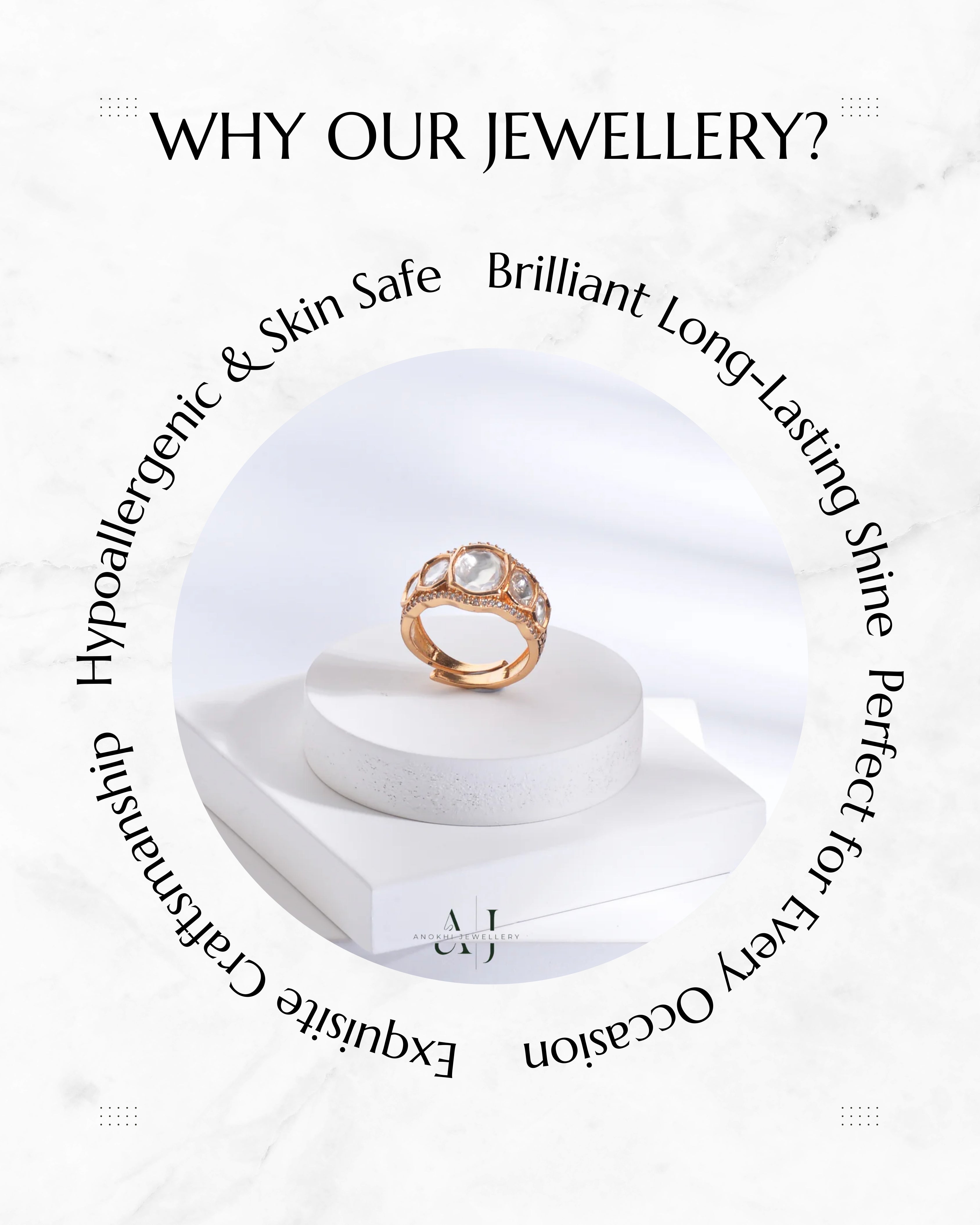 Anokhi Tripe Kundan Ring