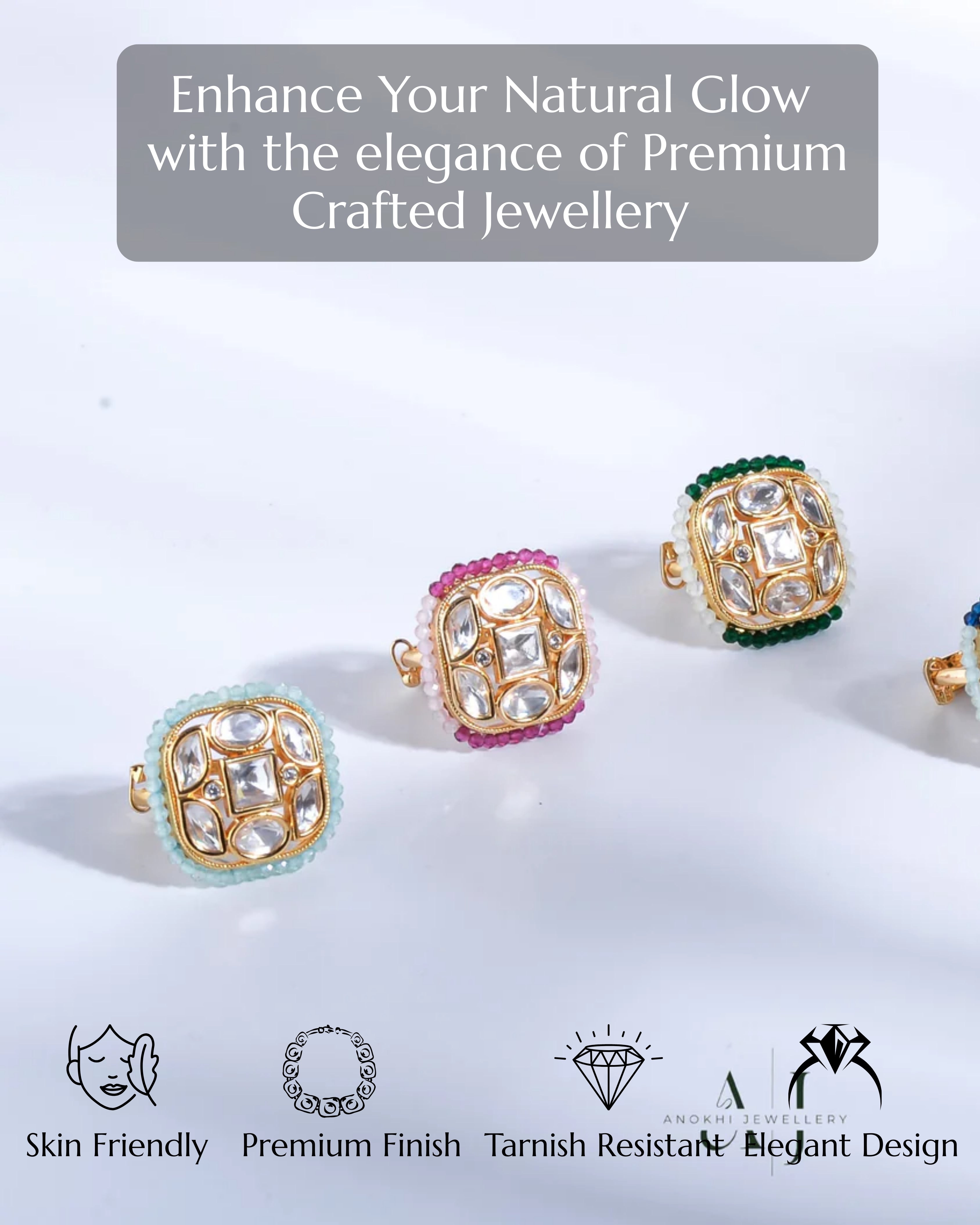 Anokhi Square Affair Kundan Ring [Single Piece]