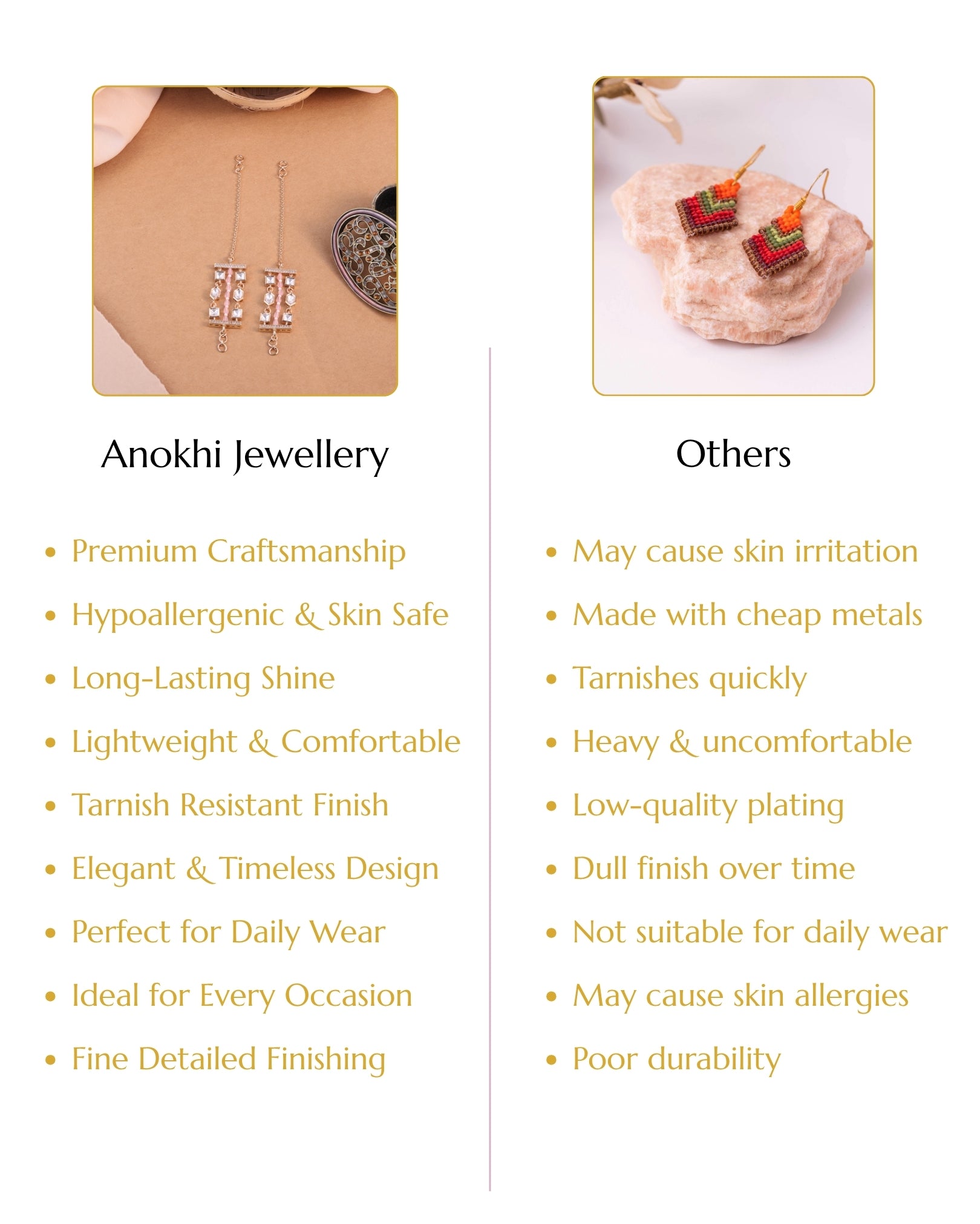 Anokhi Kundan Flow kanauti beads EarChains