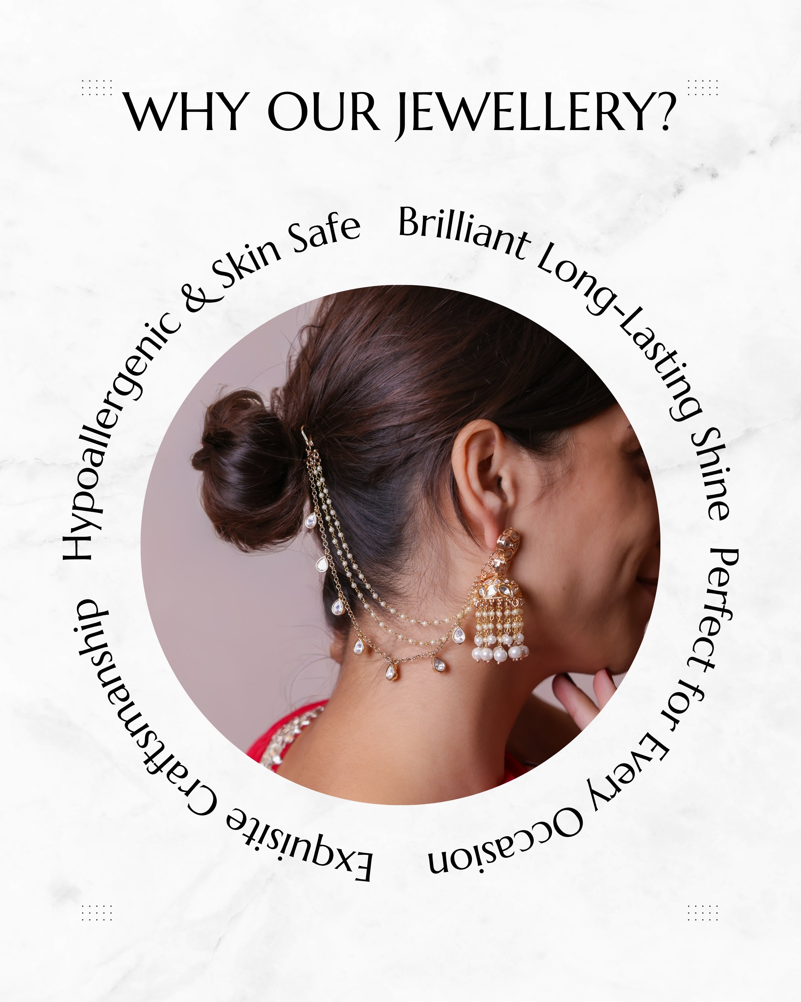 Anokhi Pearl Kundan Drop Layered Ear chain