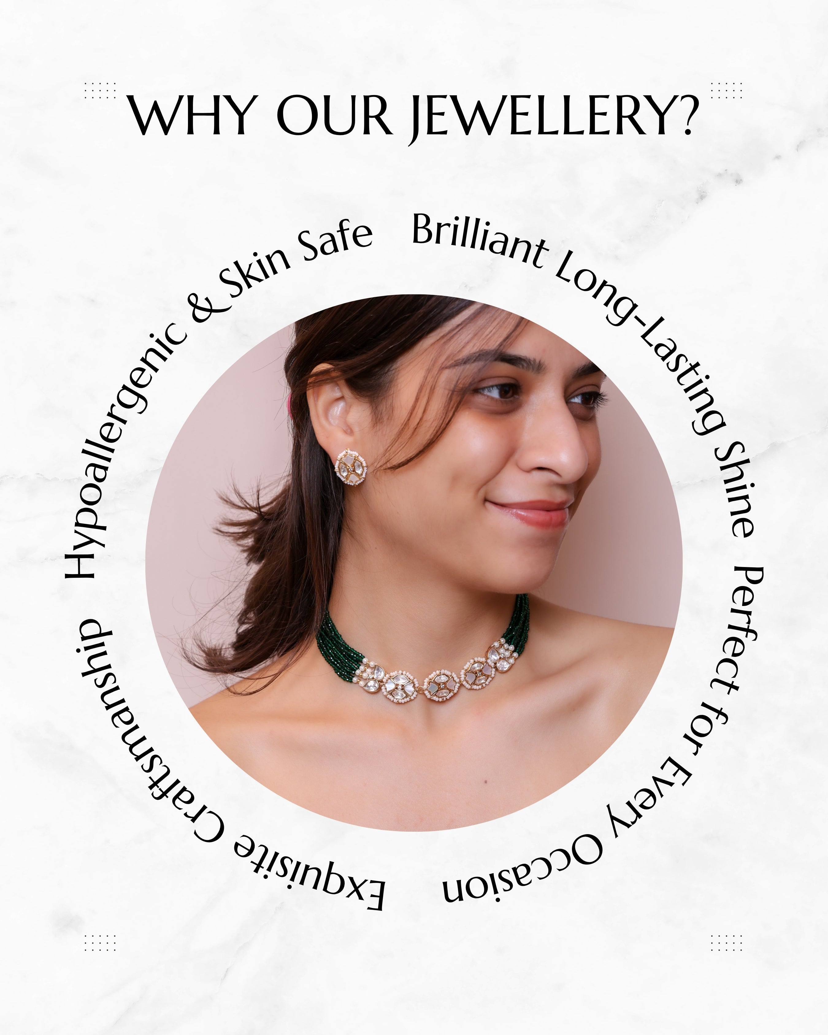 Anokhi Emerald Mother of pearl Kundan Statement Set