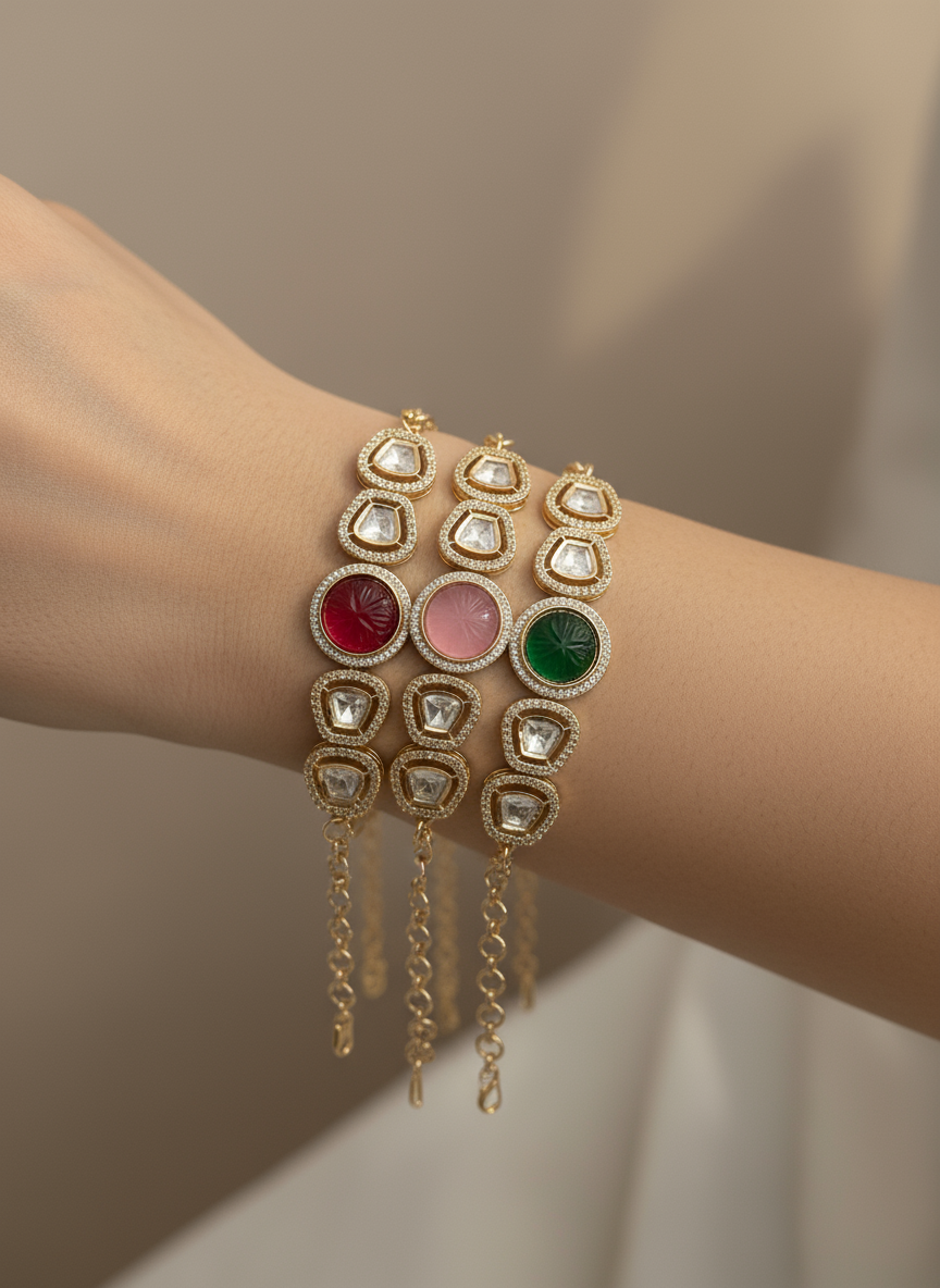 Anokhi Kundan Engraving Bracelet