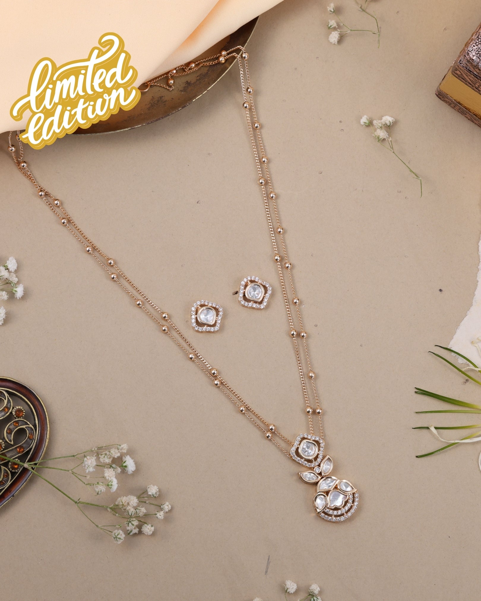 Anokhi Floral Crystal Layered Necklace