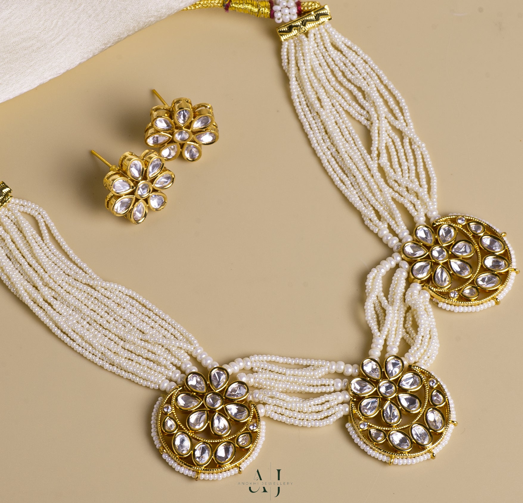 Golden Blossom: The Pushpa Kundan Floral Necklace