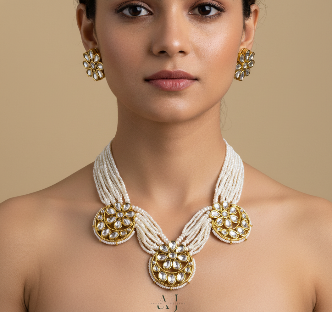 Anokhi Golden Blossom: The Pushpa Kundan Floral Necklace