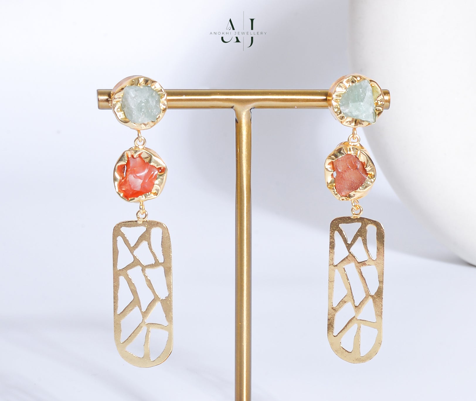 Anokhi carves stone statement earrings