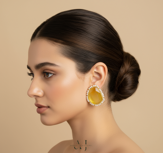 Anokhi Regal Stone yellow Earrings: