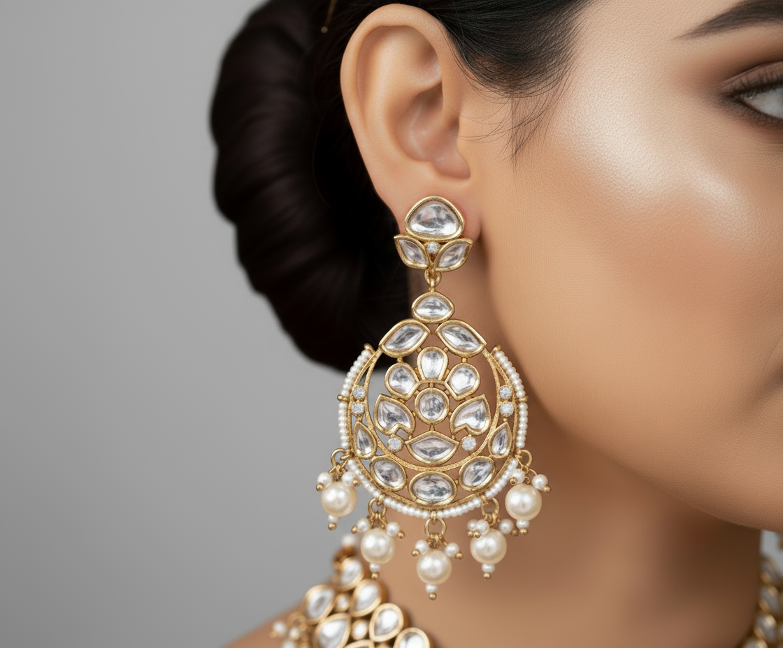 Anokhi Chandbali long Kundan earring