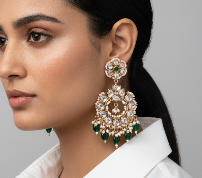 Anokhi Gulab Kundan Long earrings