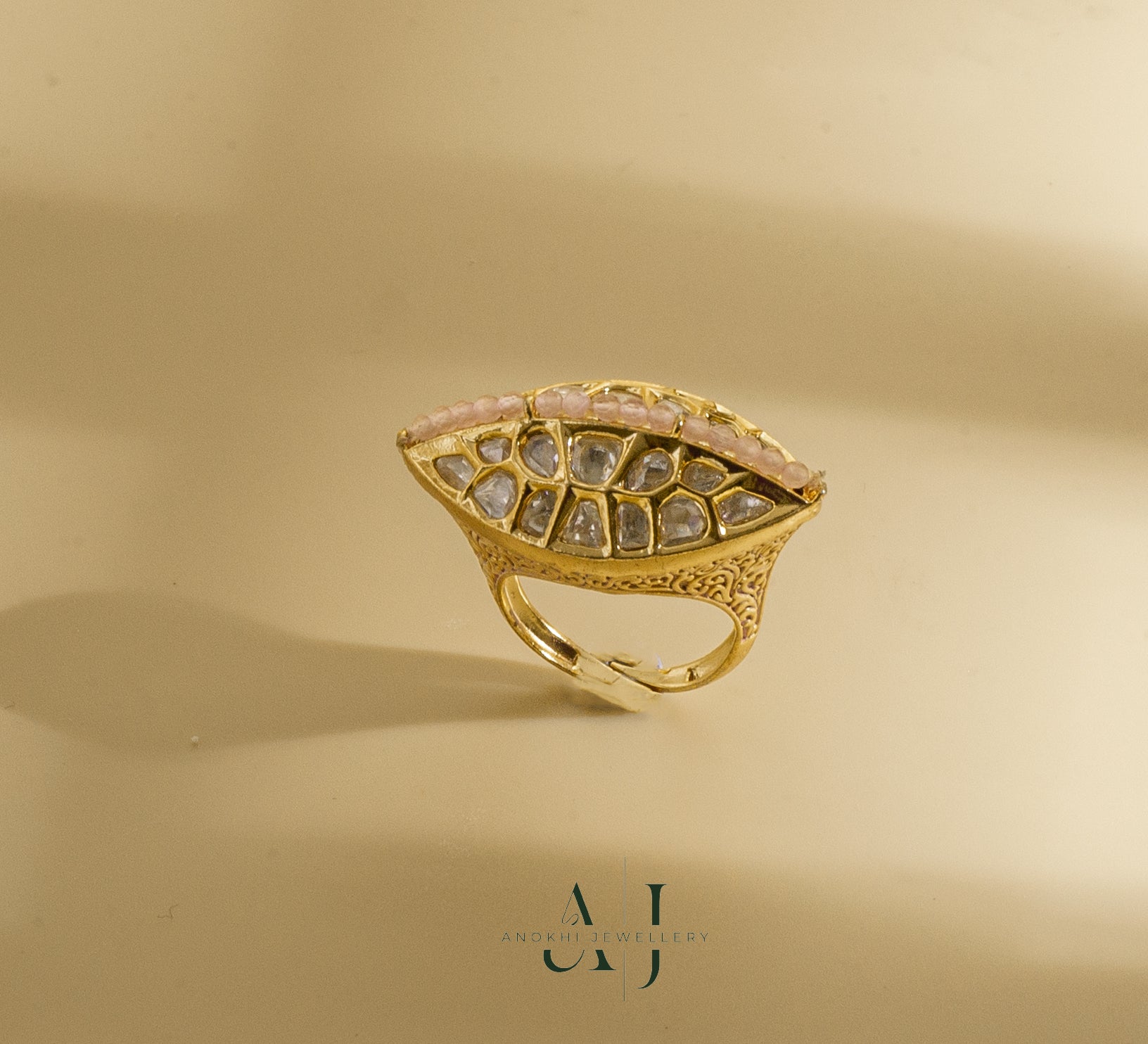 Anokhi Pastel Pink Pear ring