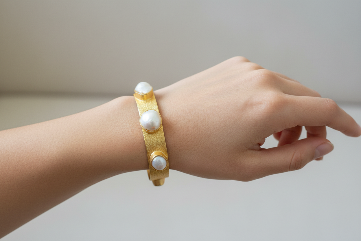 Baroque pearl hand cuffs