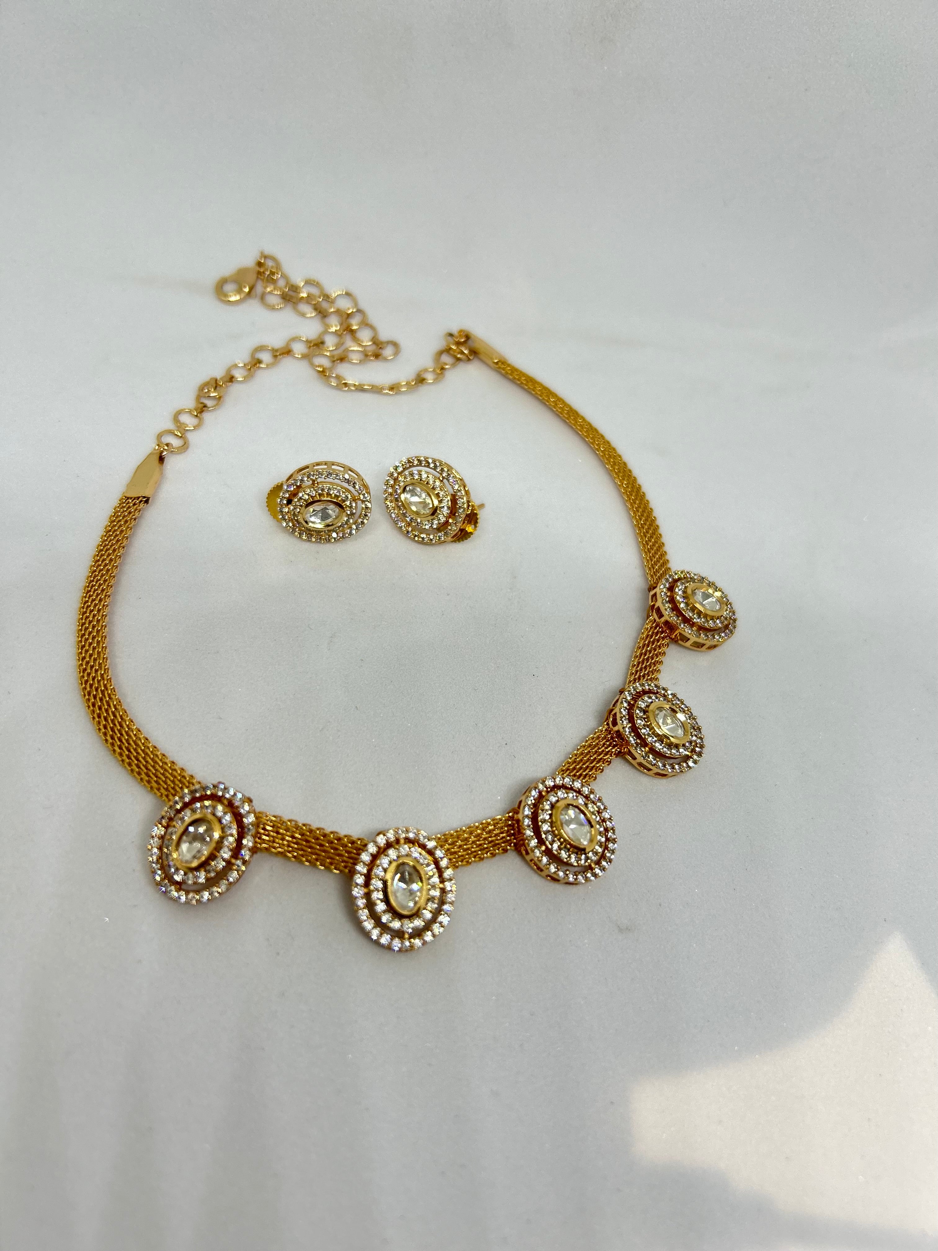 Anokhi Mesh Round stones kundan necklace