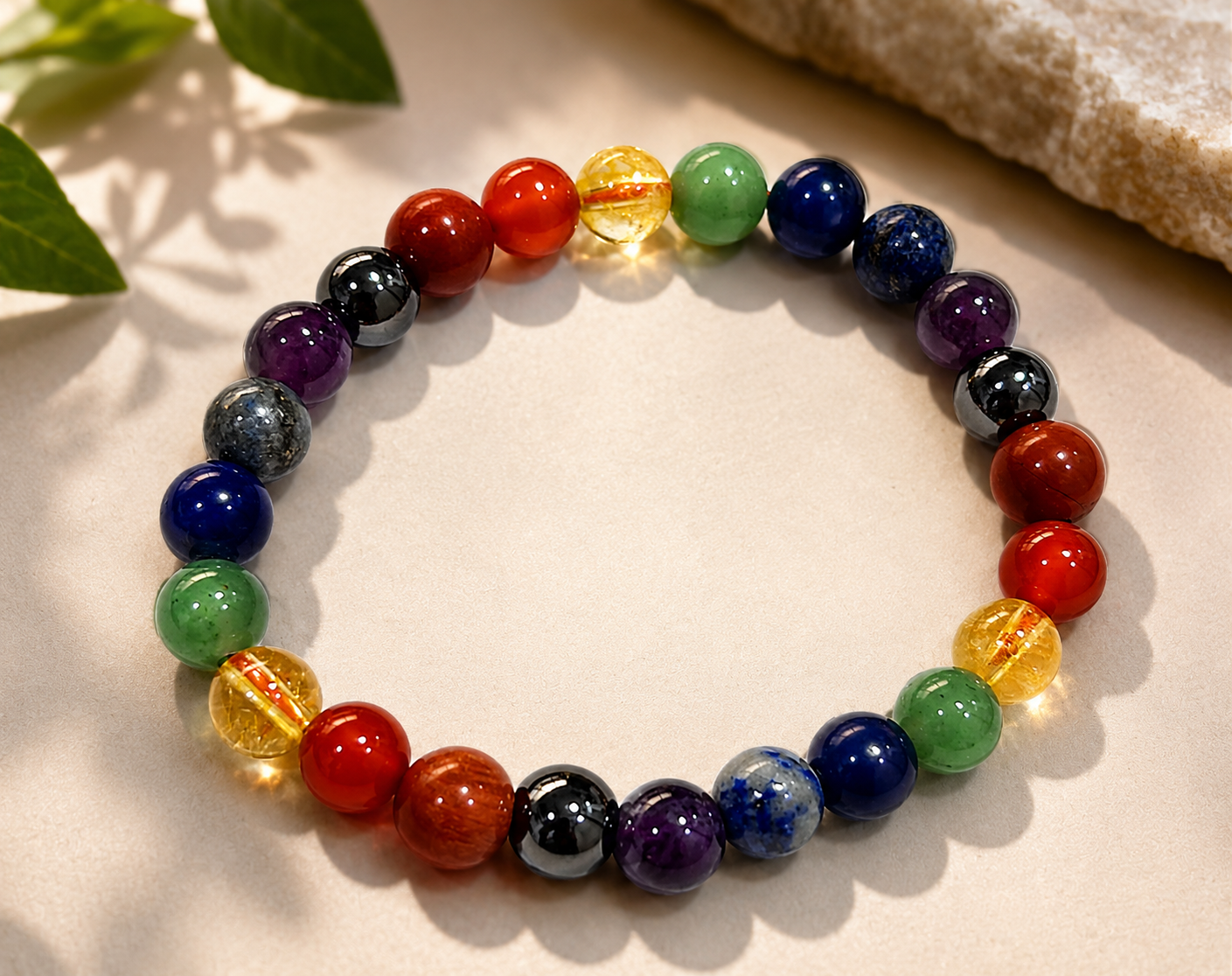 7 chakra natural Gemstone bracelet certified