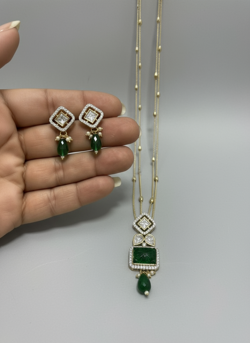 Emerald Pendant Set
