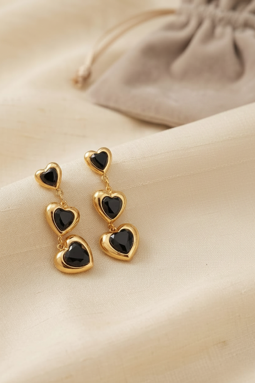 Anokhi triple heart drop earrings