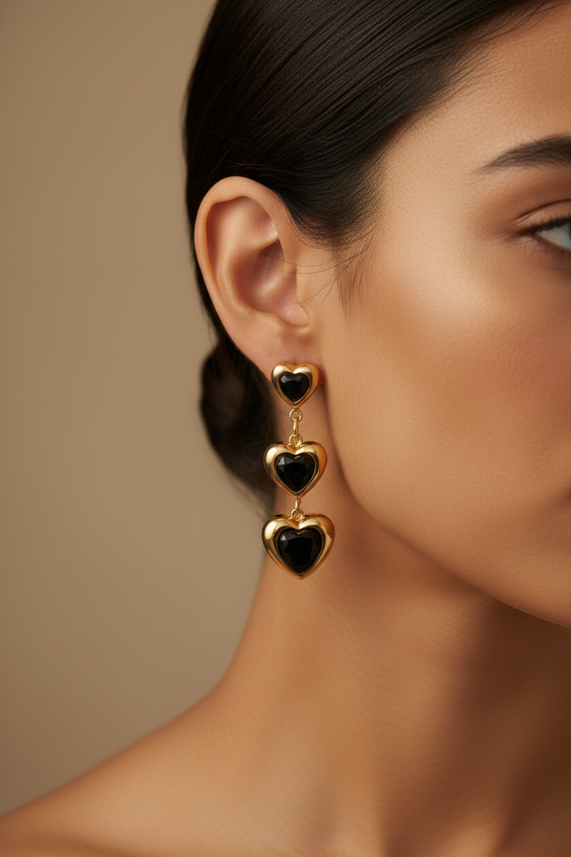 Anokhi triple heart drop earrings