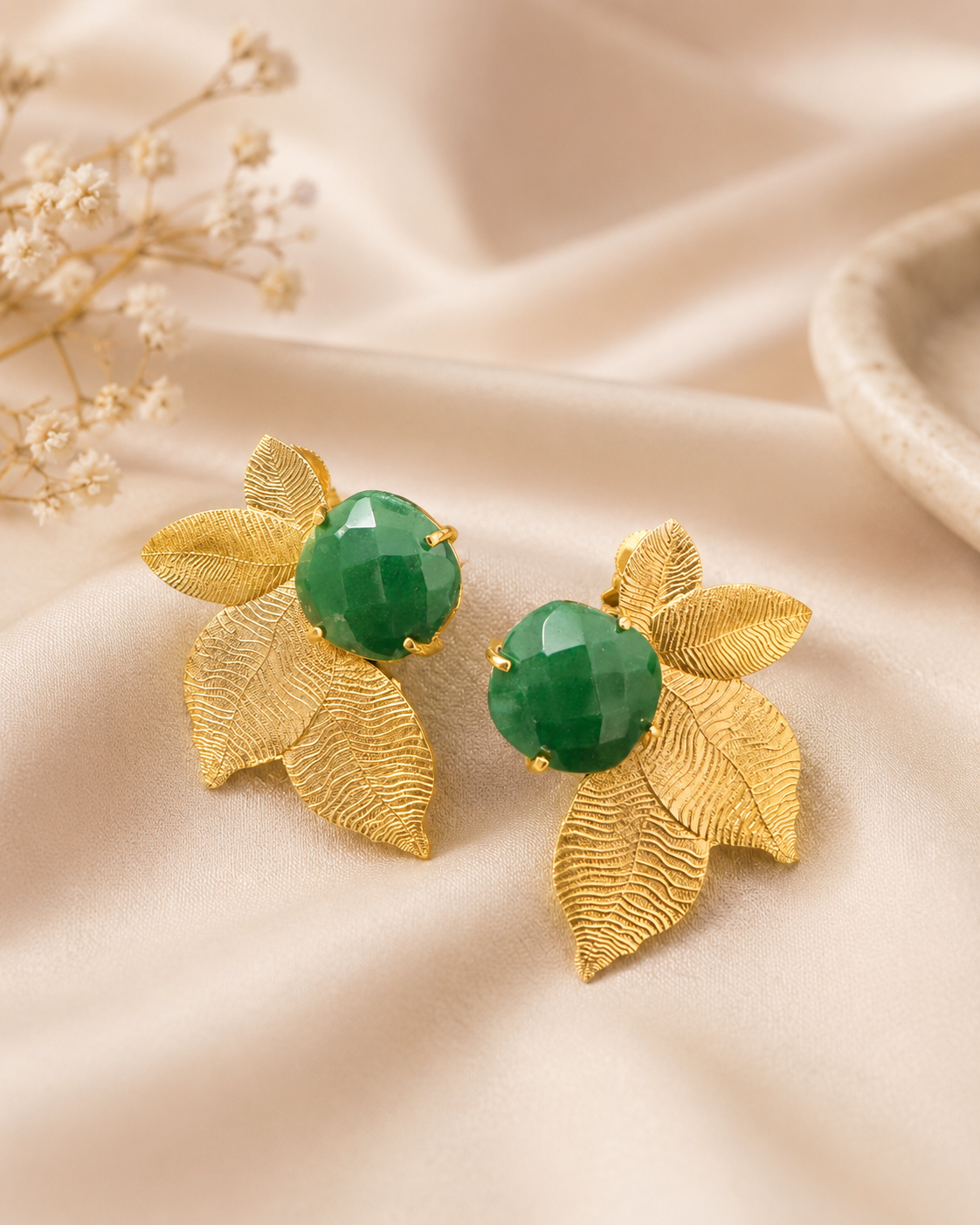 Half bloom gemstone earrings