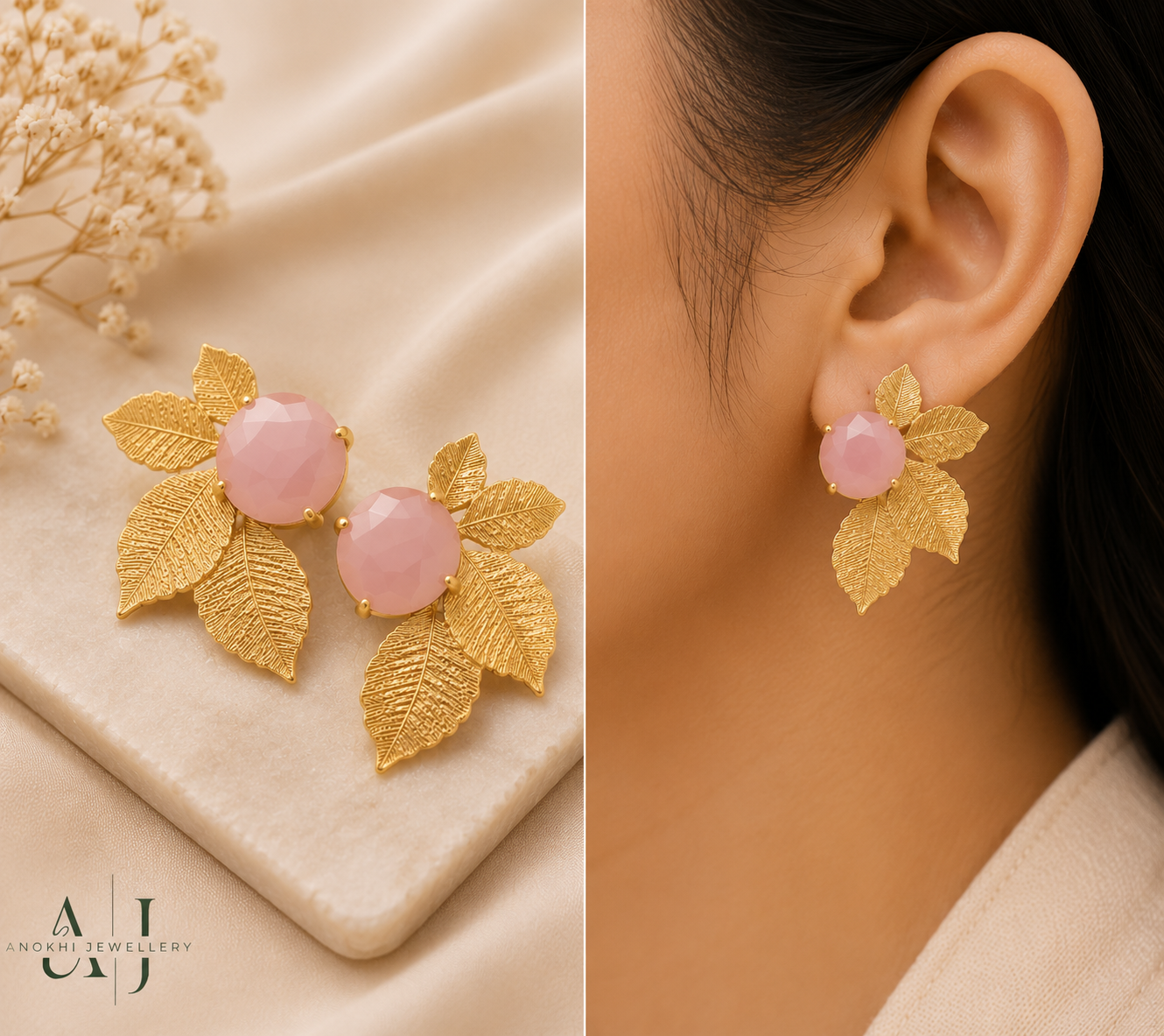 Half bloom gemstone earrings