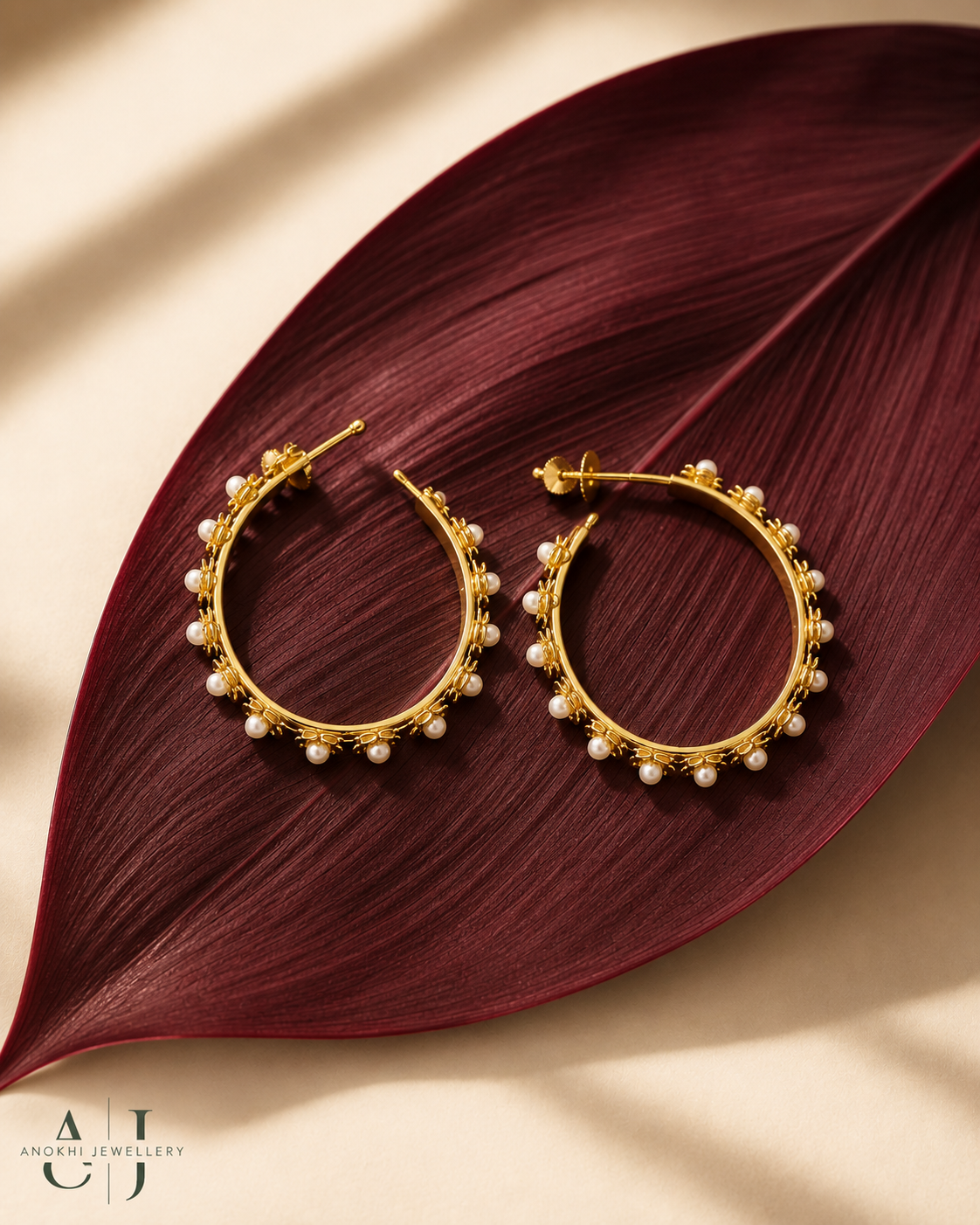Anokhi Floral Pearl big hoops
