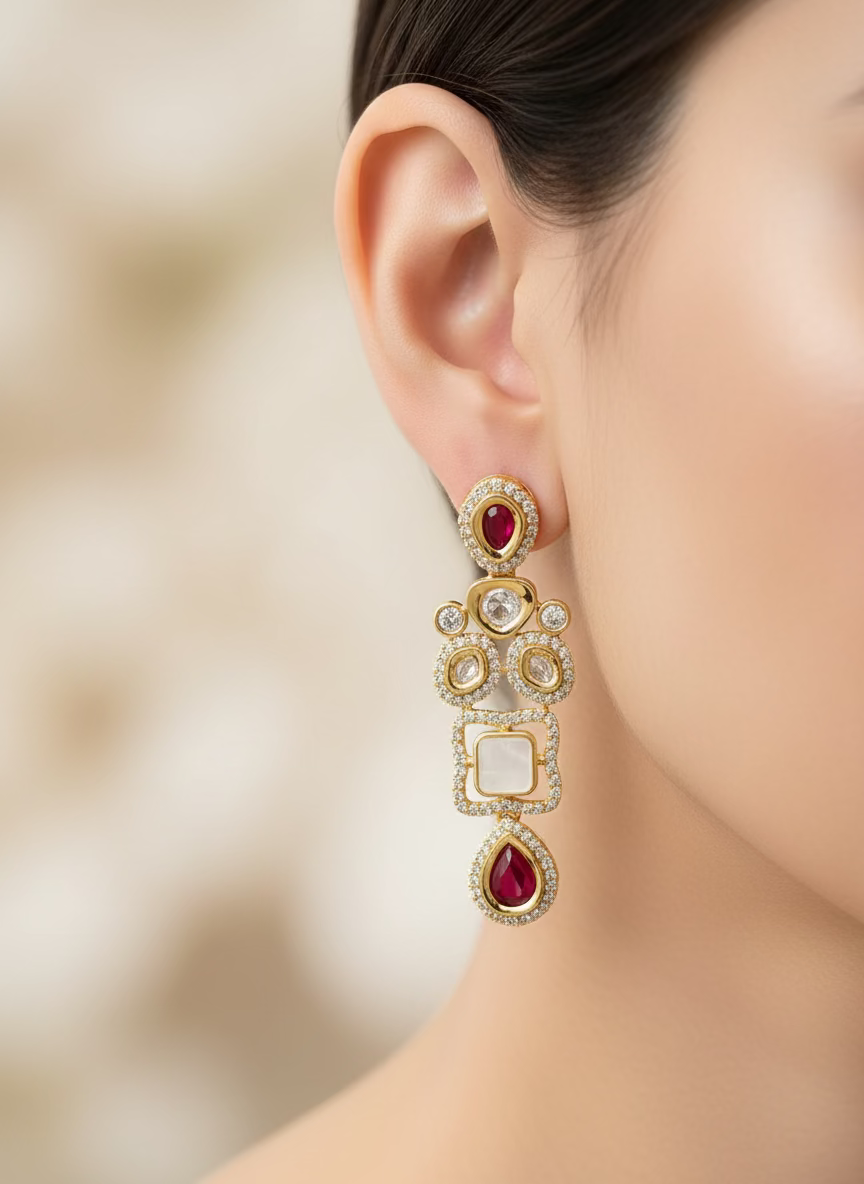 Anokhi Mother of Pearl Kundan Earrings