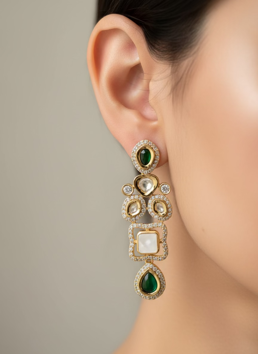 Anokhi Mother of Pearl Kundan Earrings