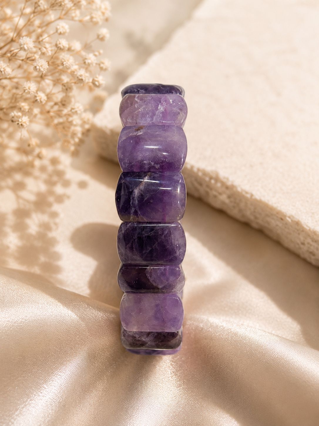 Amethyst octagon natural bracelet certified