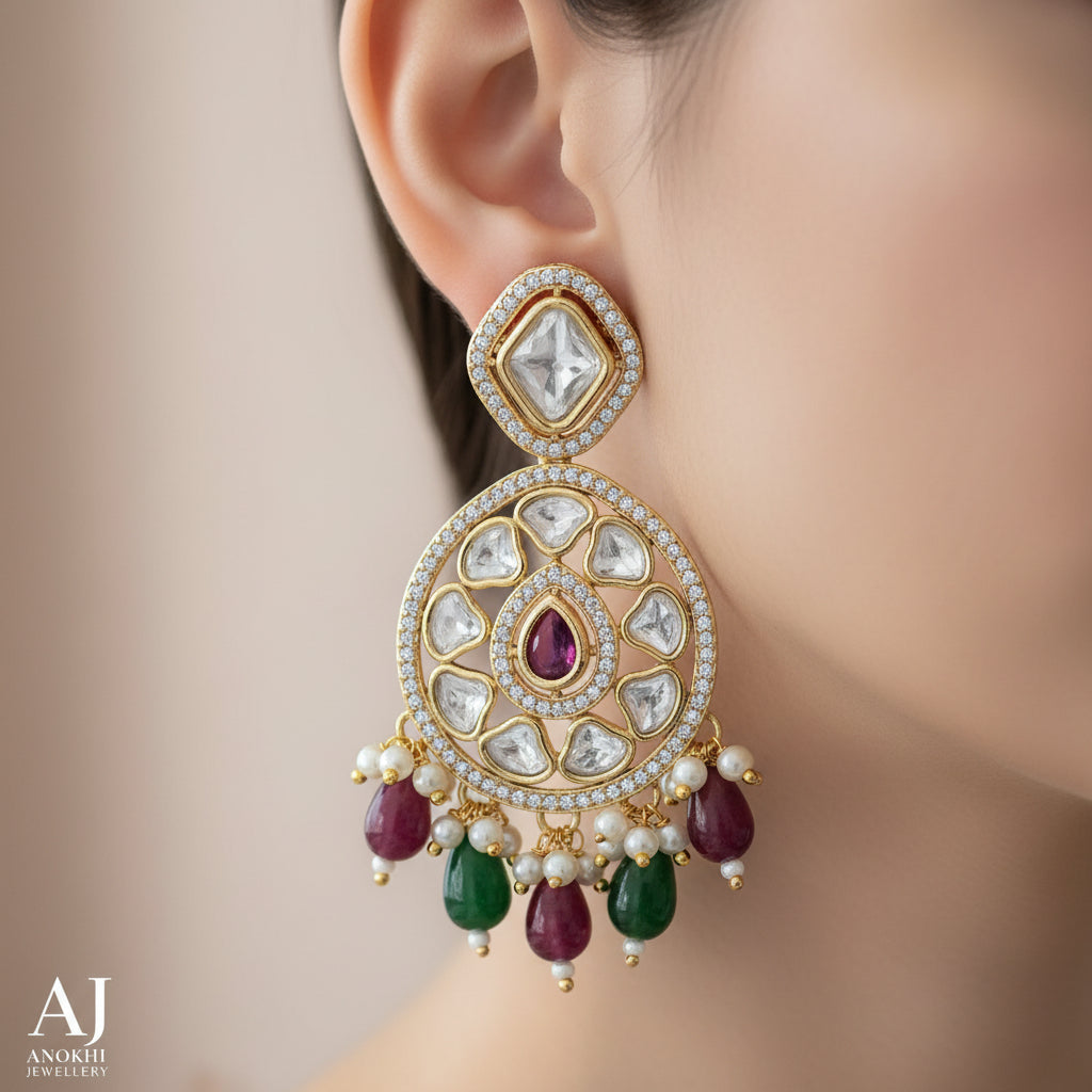 Anokhi Chandabali Kundan Earrings-AJK002