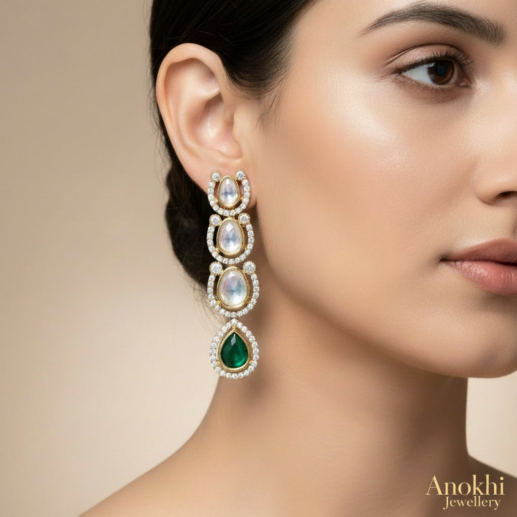 Anokhi Long Caterpillar Kundan Earrings - AJK003
