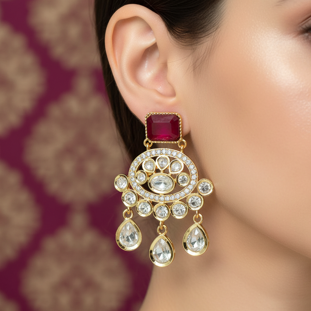 Anokhi Kundan Statement Chandabali Drops