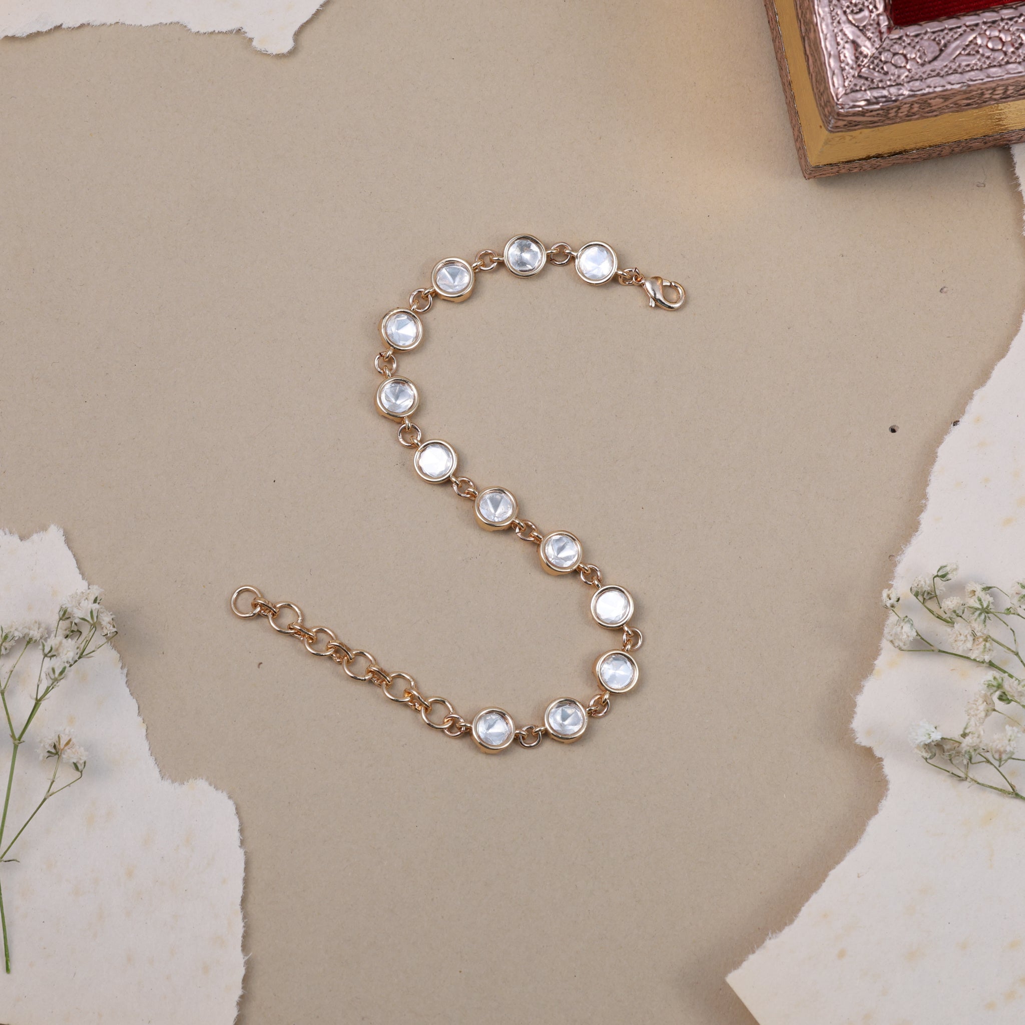 Anokhi Crystal Kundan Link Bracelet