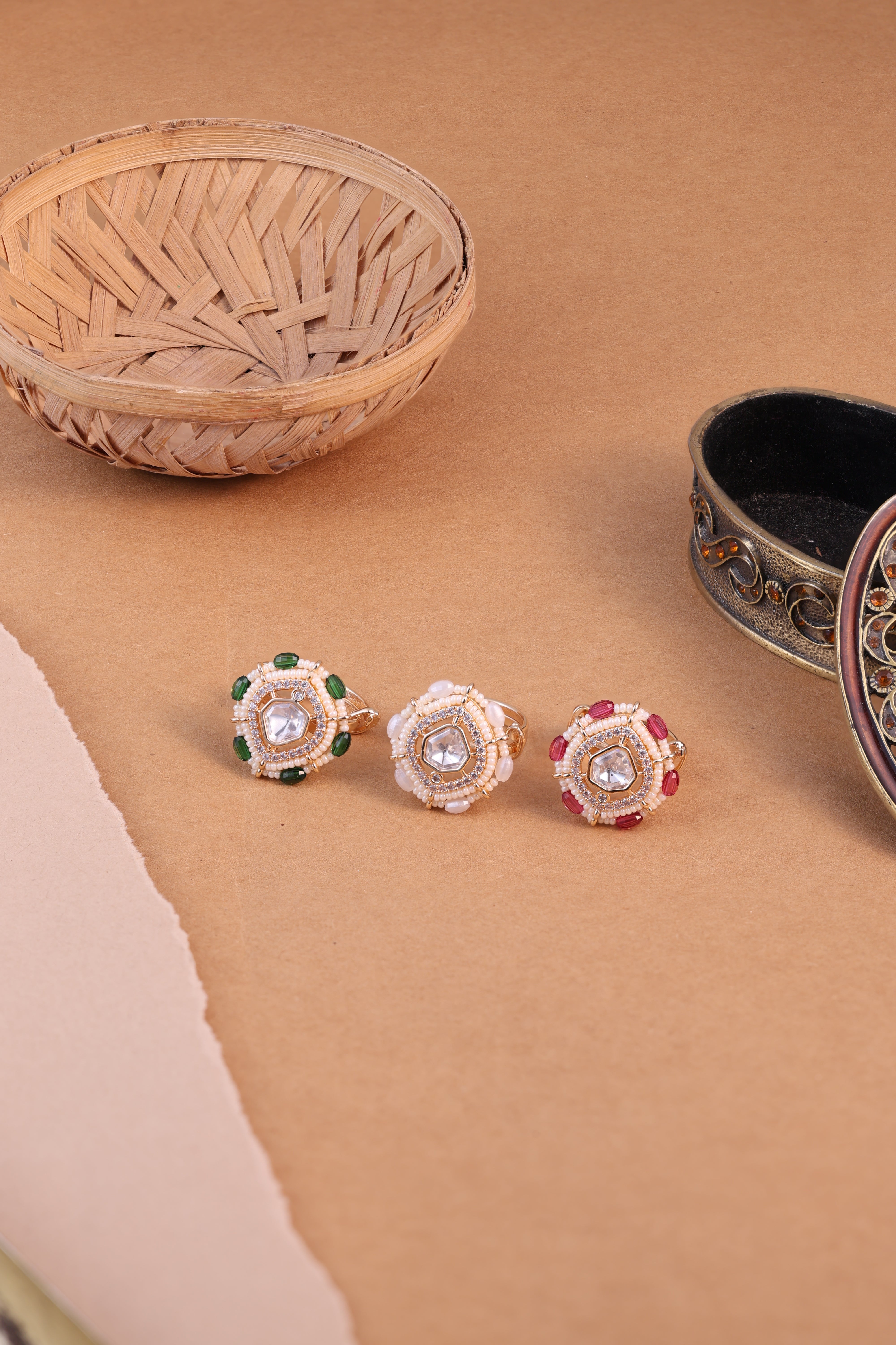 Anokhi Regal Pearl Trinity Rings