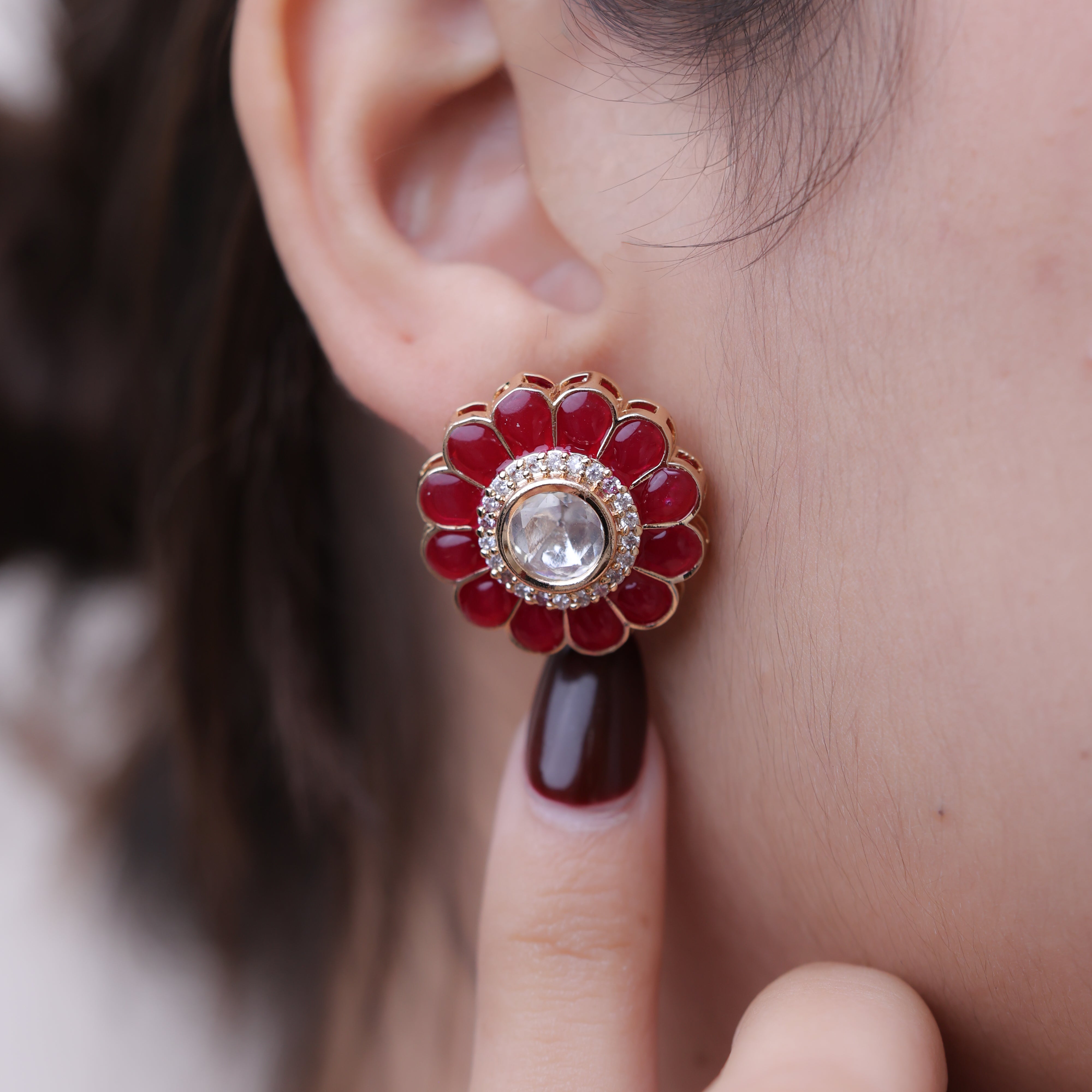 ANOKHI EPOXY KUNDAN STATEMENT STUD