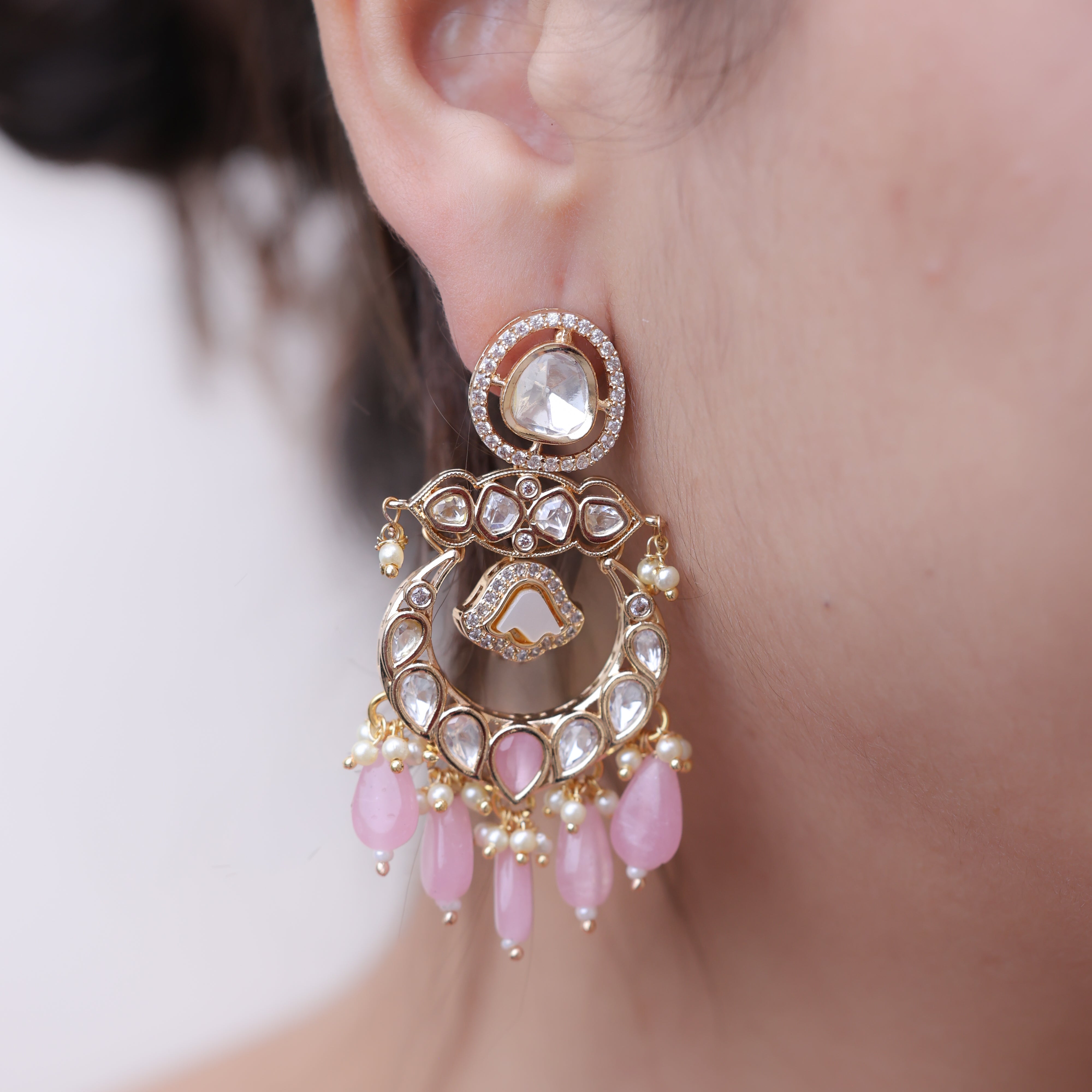 Anokhi Mother of pearl kundan drop earrings