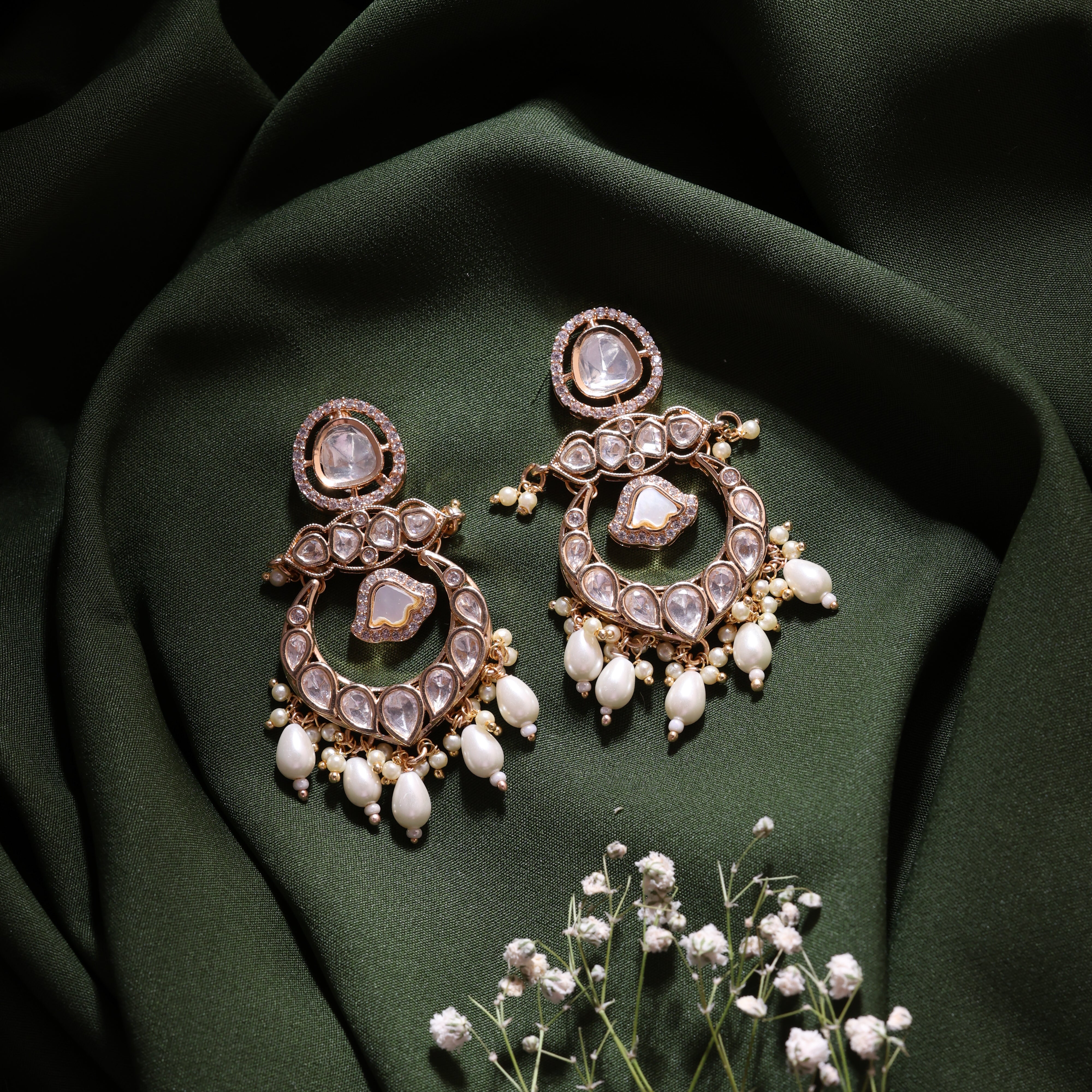 Anokhi Mother of pearl kundan drop earrings