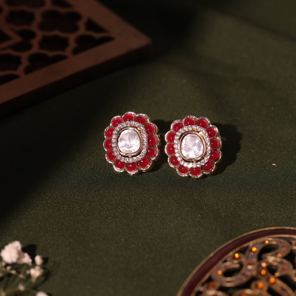 Anokhi Kundan Meenakari delicate studs