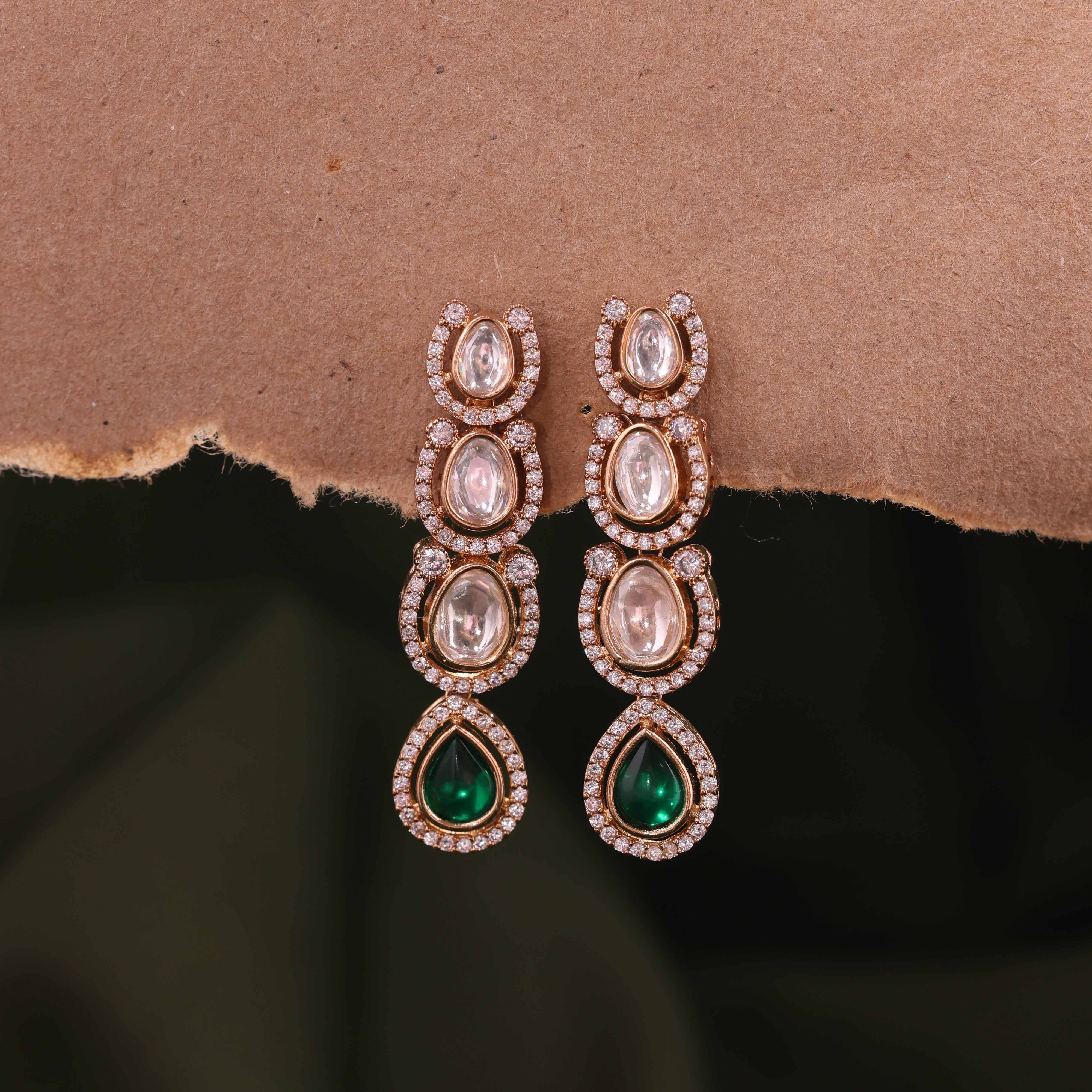 Anokhi Long Caterpillar Kundan Earrings