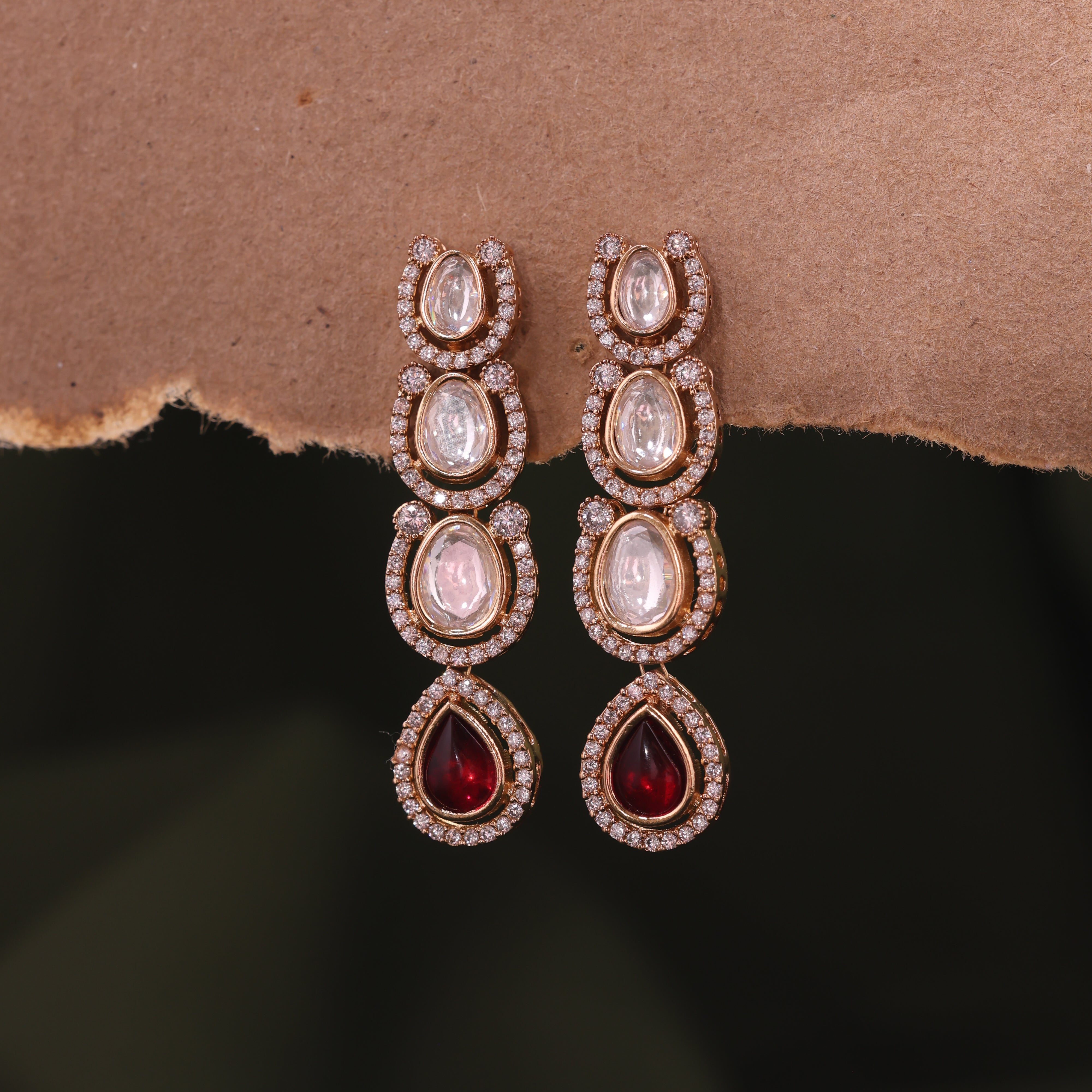 Anokhi Long Caterpillar Kundan Earrings