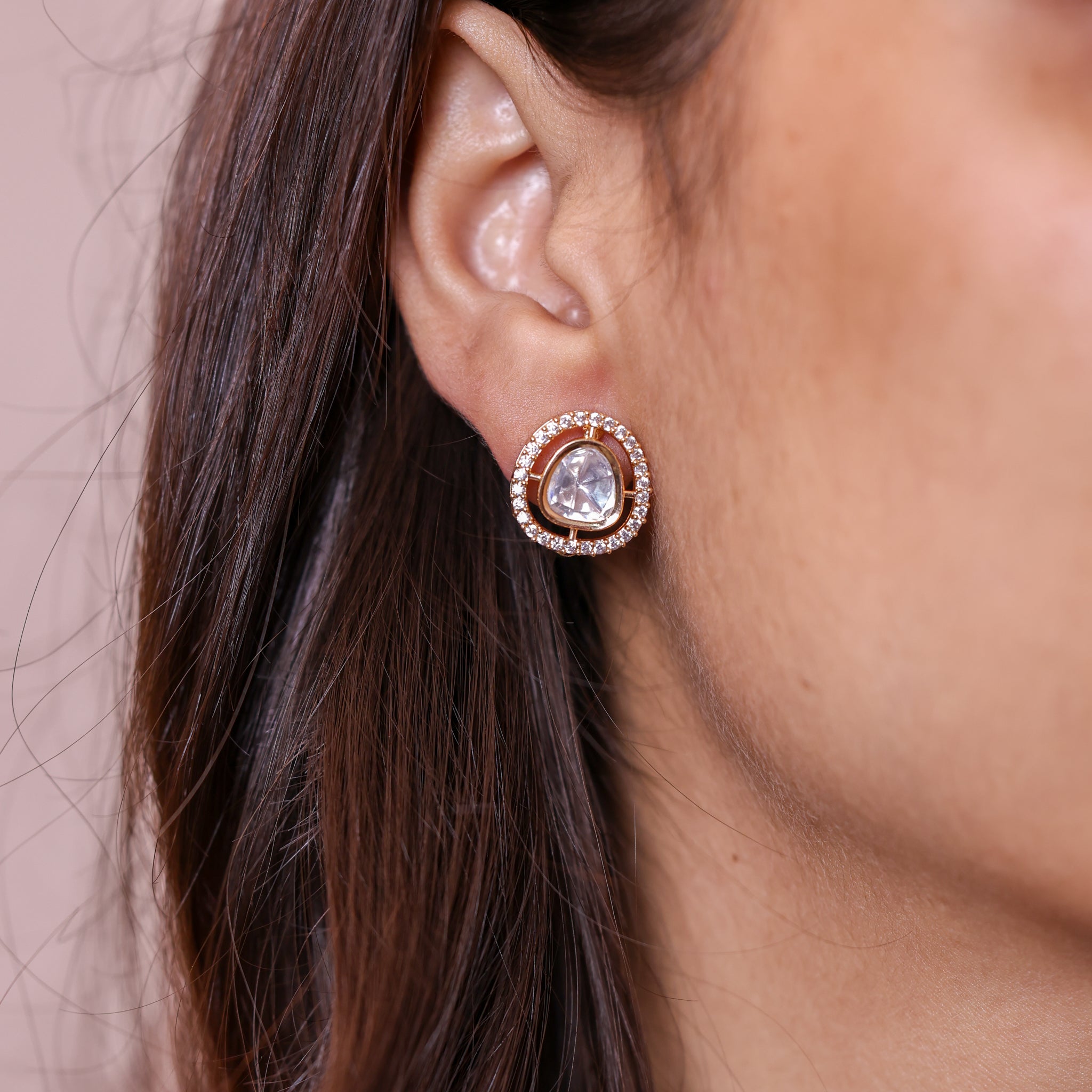 Anokhi Crystal round Kundan Studs