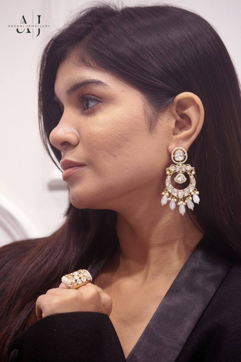 Anokhi Chaandbali Kundan Earrings with MOP - AJM006