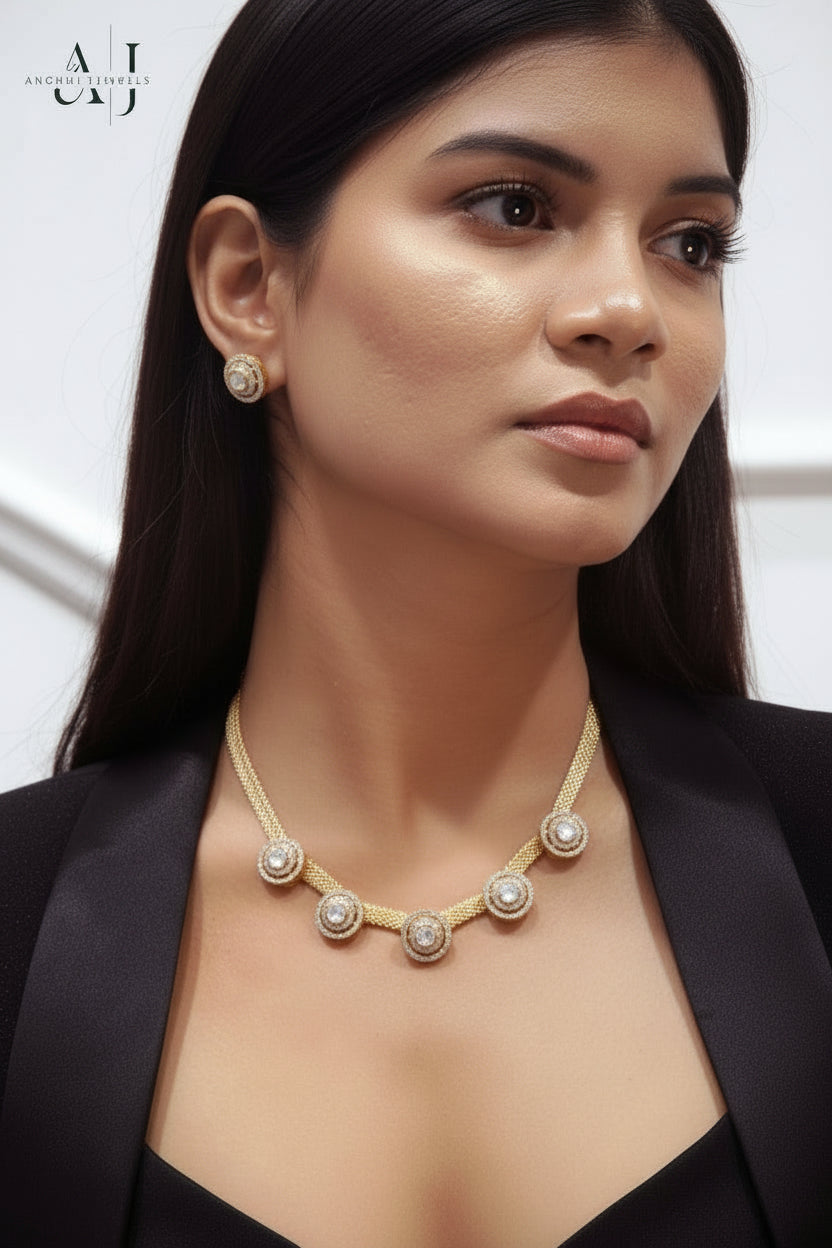 Anokhi Mesh Round stones kundan necklace