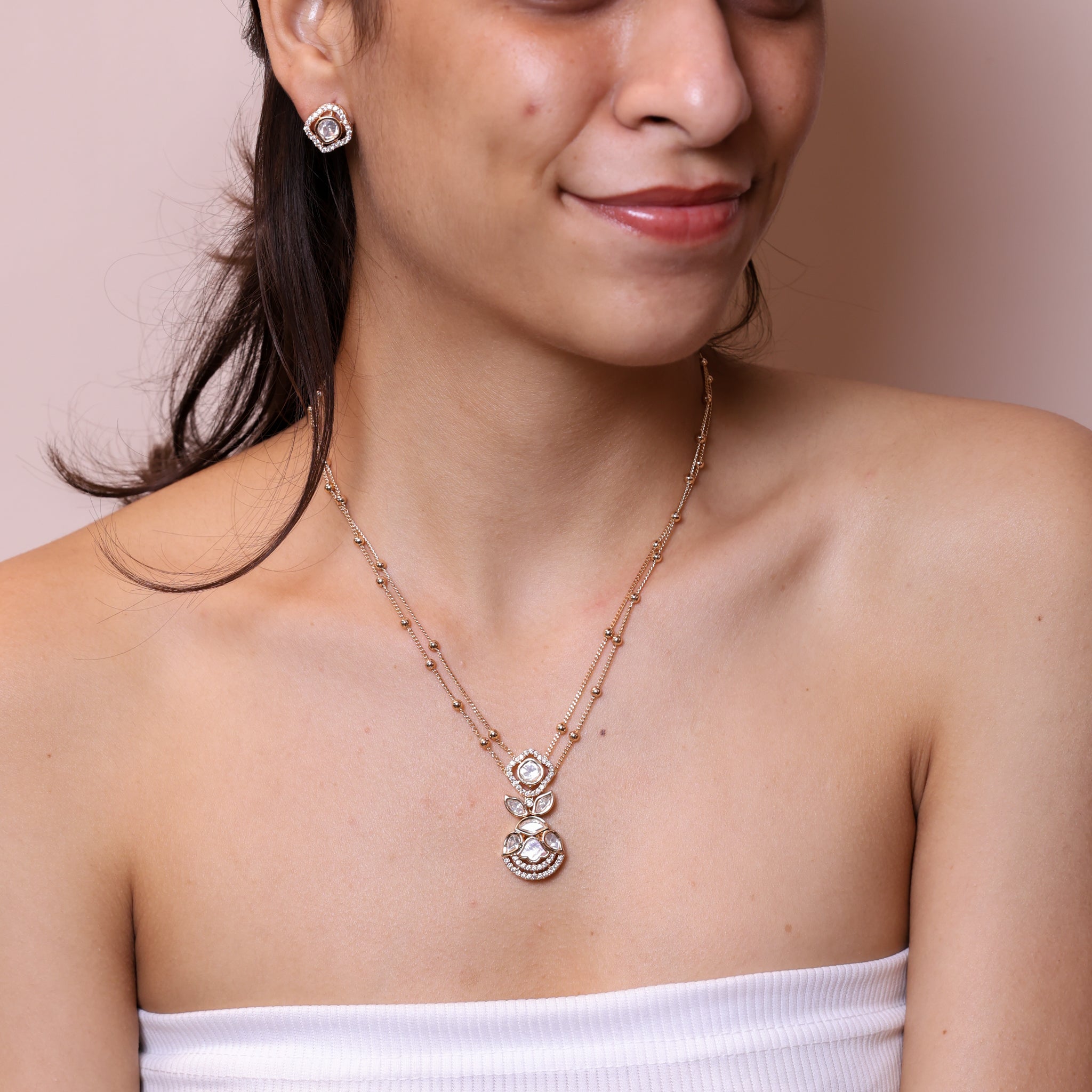 Anokhi Floral Crystal Layered Necklace