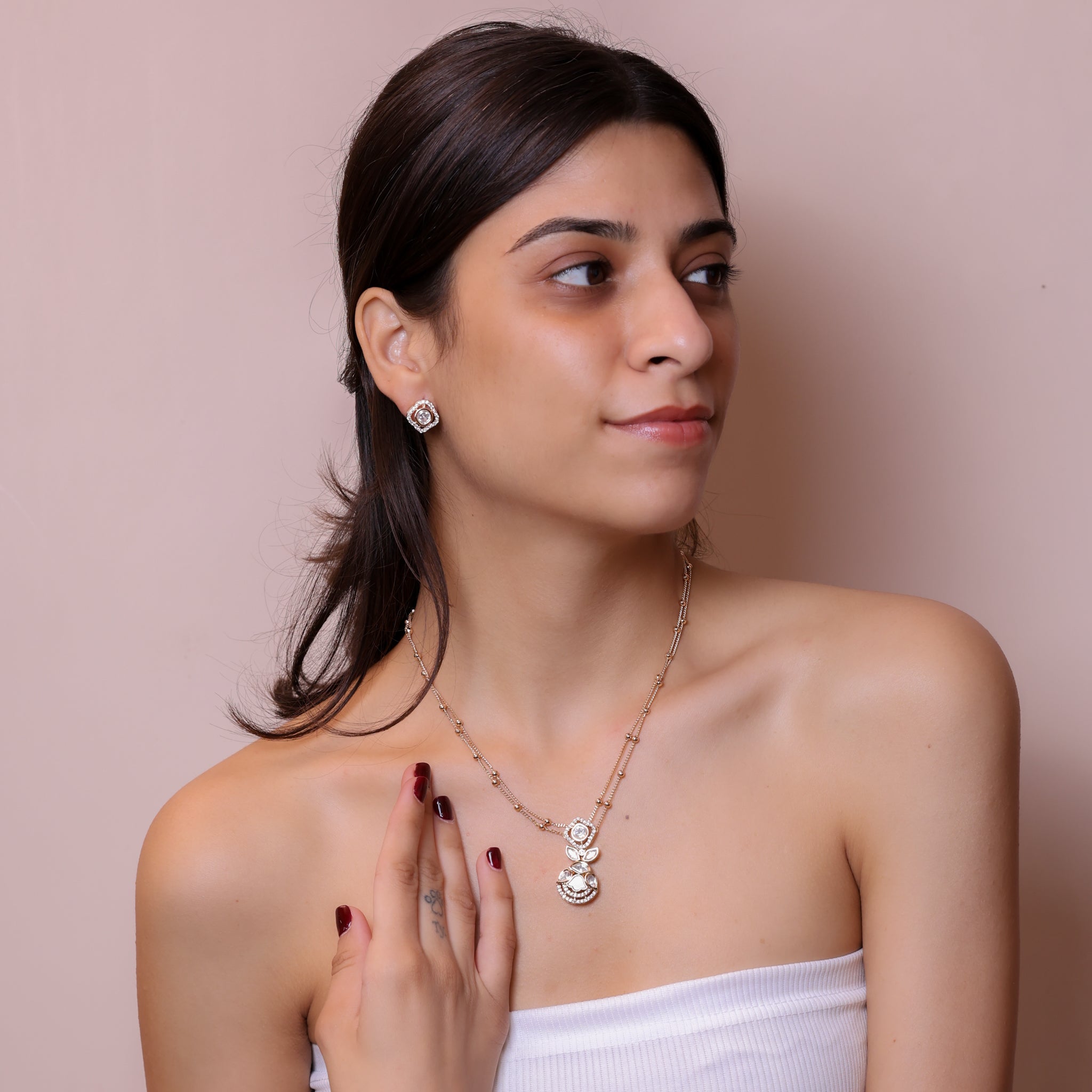 Anokhi Floral Crystal Layered Necklace