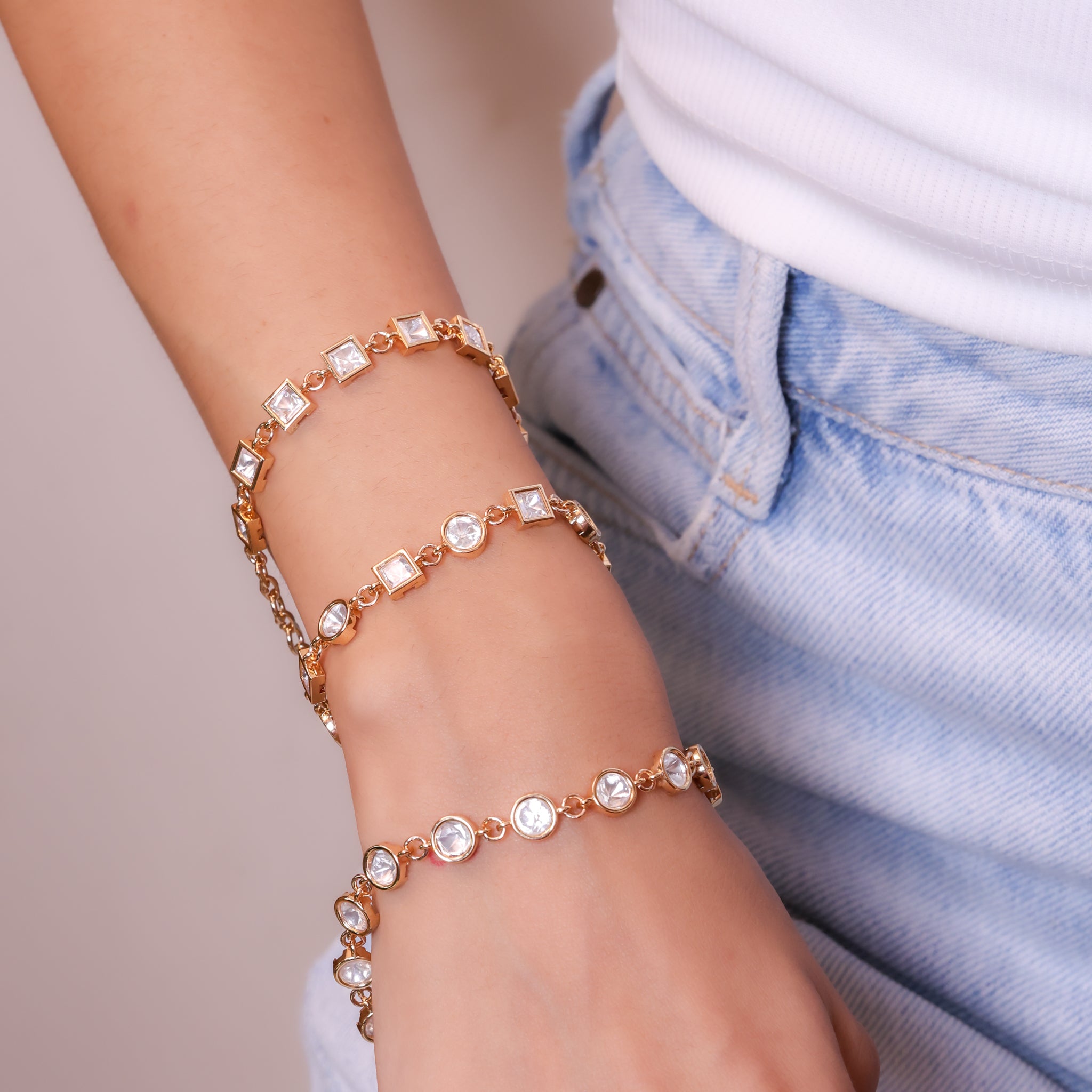 Anokhi Crystal Kundan Link Bracelet