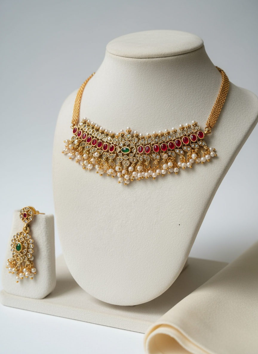Anokhi Regal Pearl Cascade Choker Set
