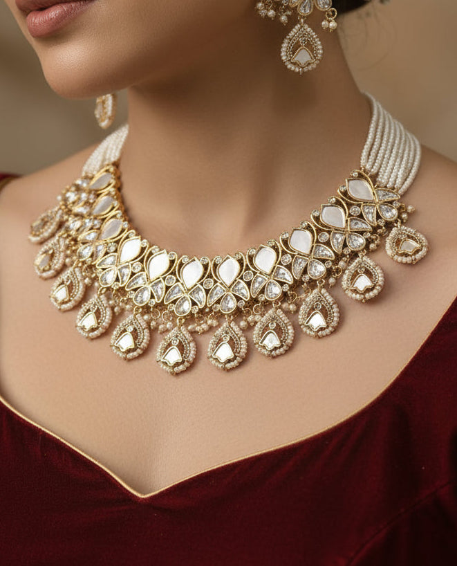 Mother of Pearl Necklace- Kundan Pearl