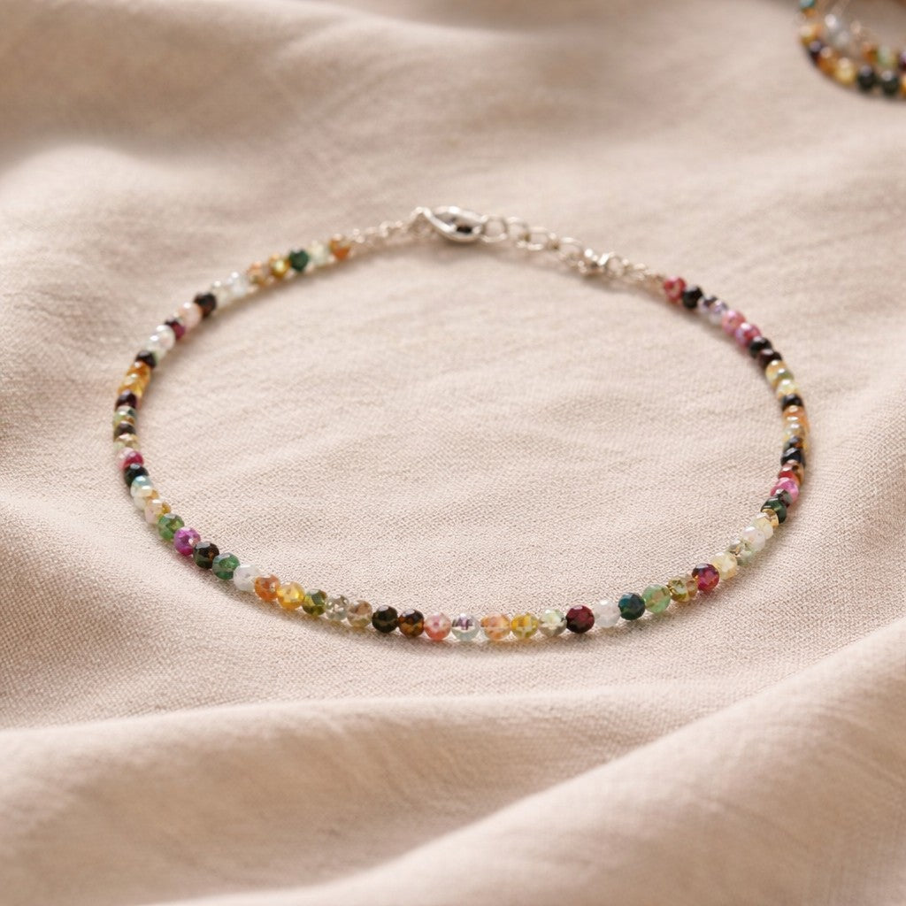 Multi Tourmaline Anklet natural gemstone certified
