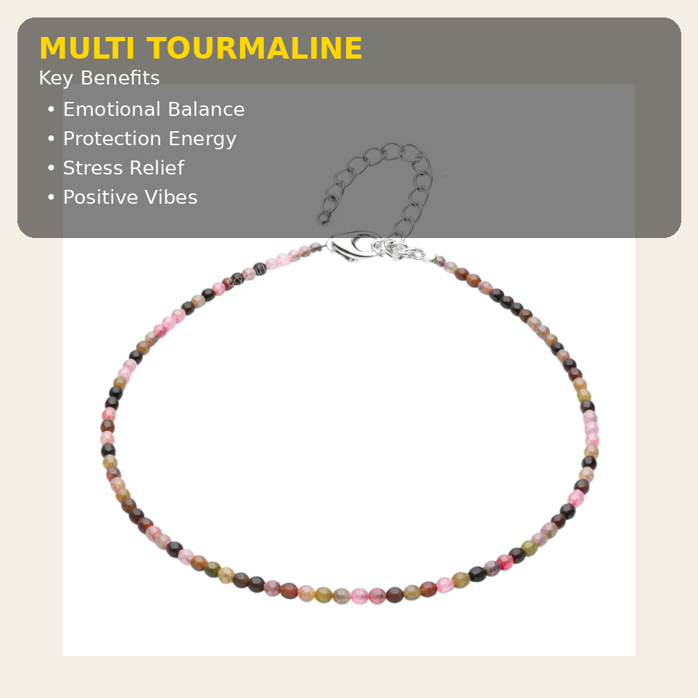 Multi Tourmaline Anklet natural gemstone certified